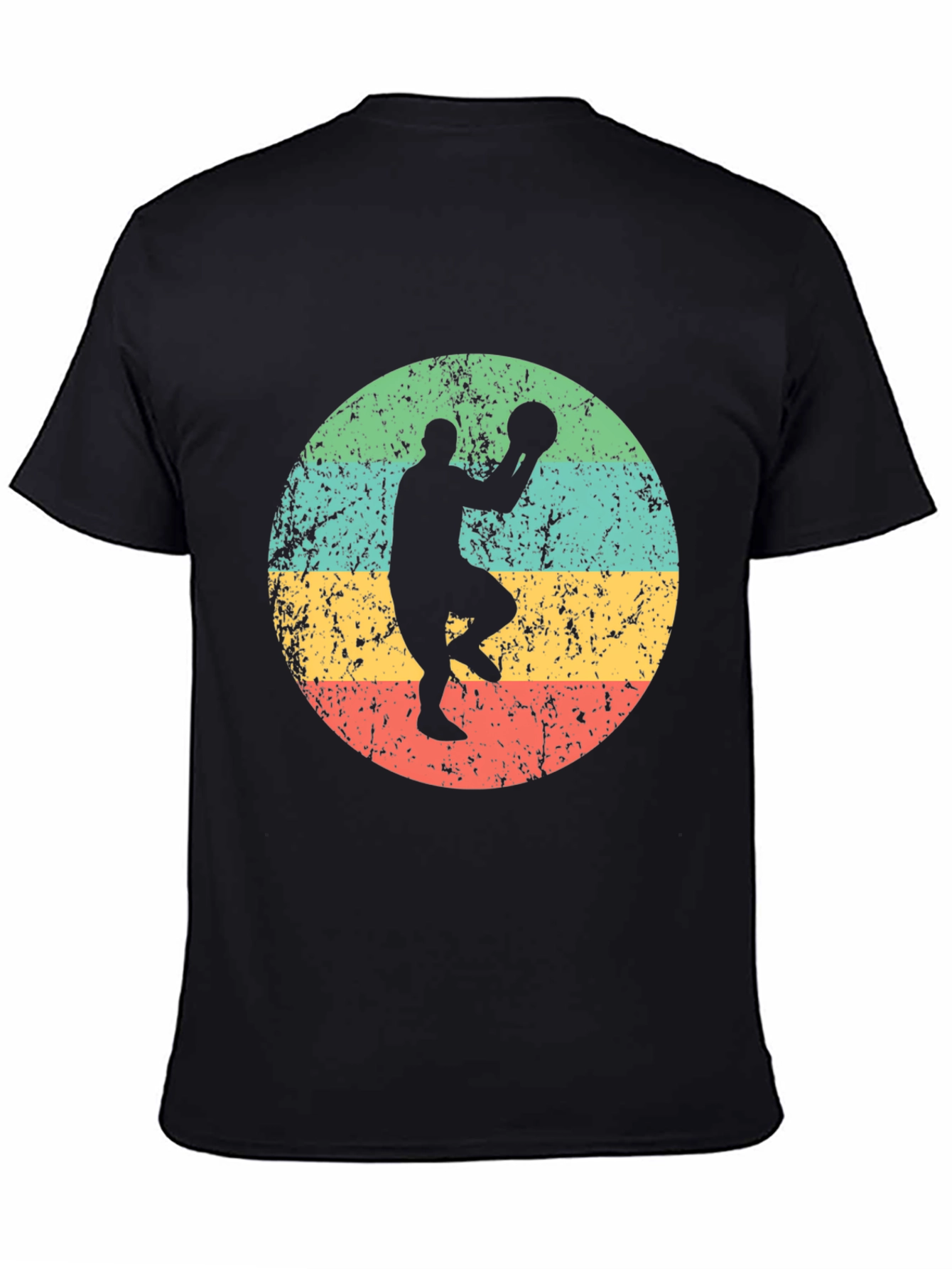 Black Retro Basketball Player Graphic Tee view 4