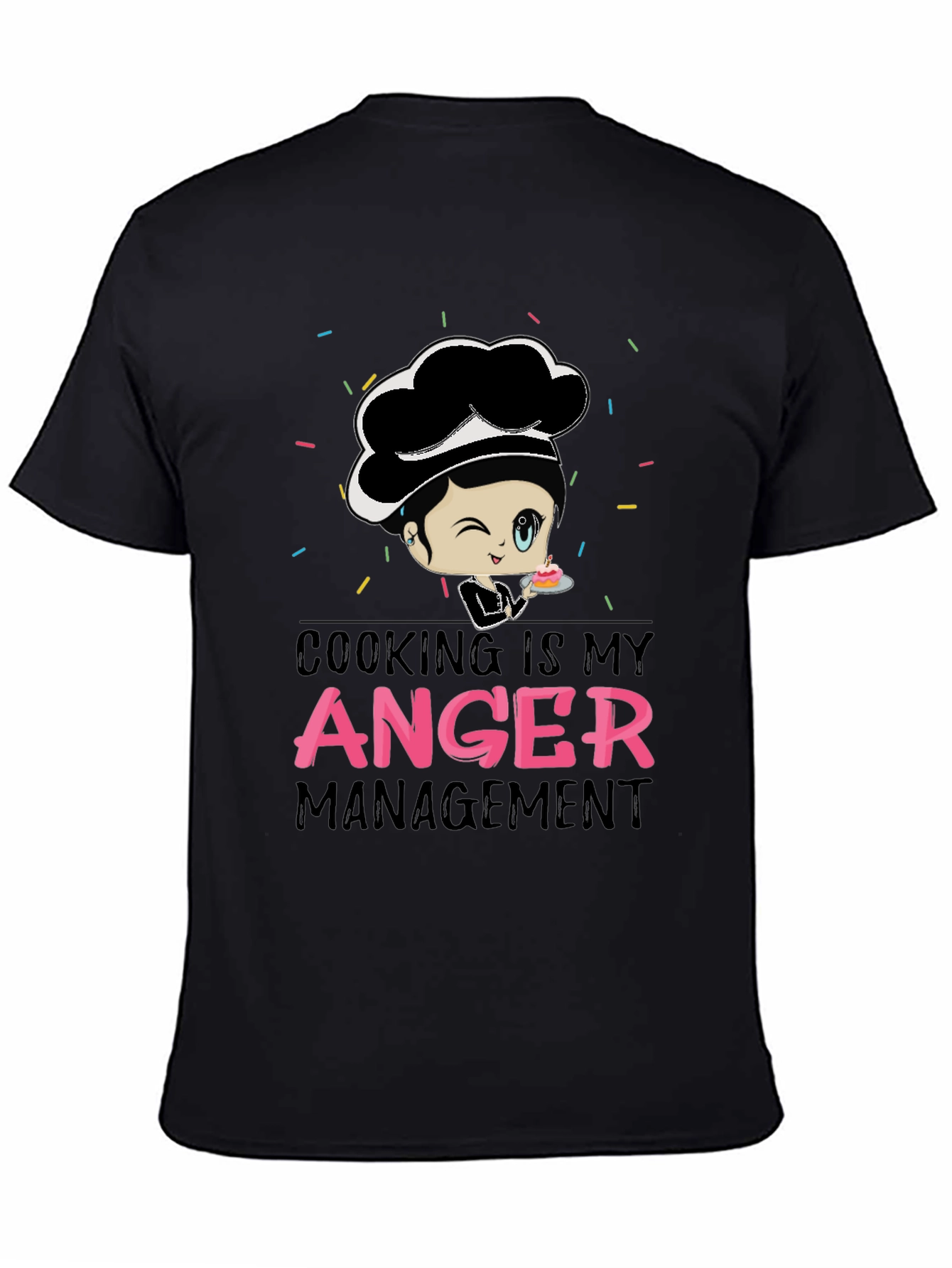 Black Cooking Is My Anger Management T-Shirt view 4