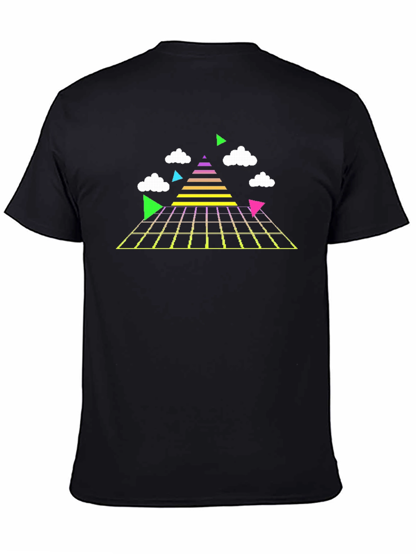 Black Retro 80s Grid Pyramid T-Shirt view 4