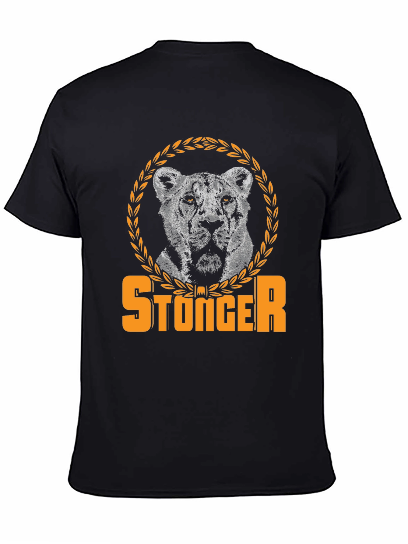 Black Stonger Lion Graphic Tee - Black view 4