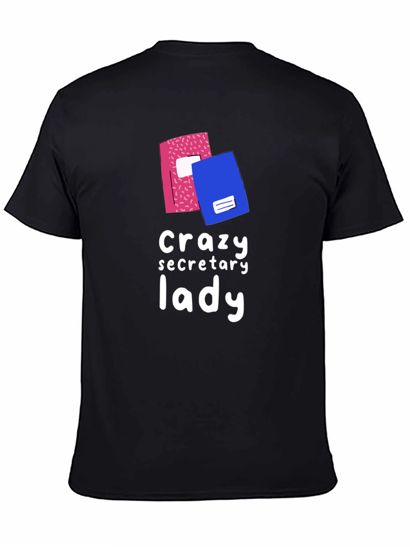 Black Crazy Secretary Lady Graphic Tee view 4