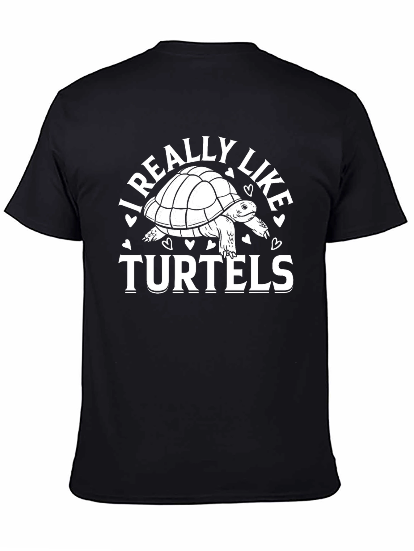 Black I Really Like Turtels Black T-Shirt view 4