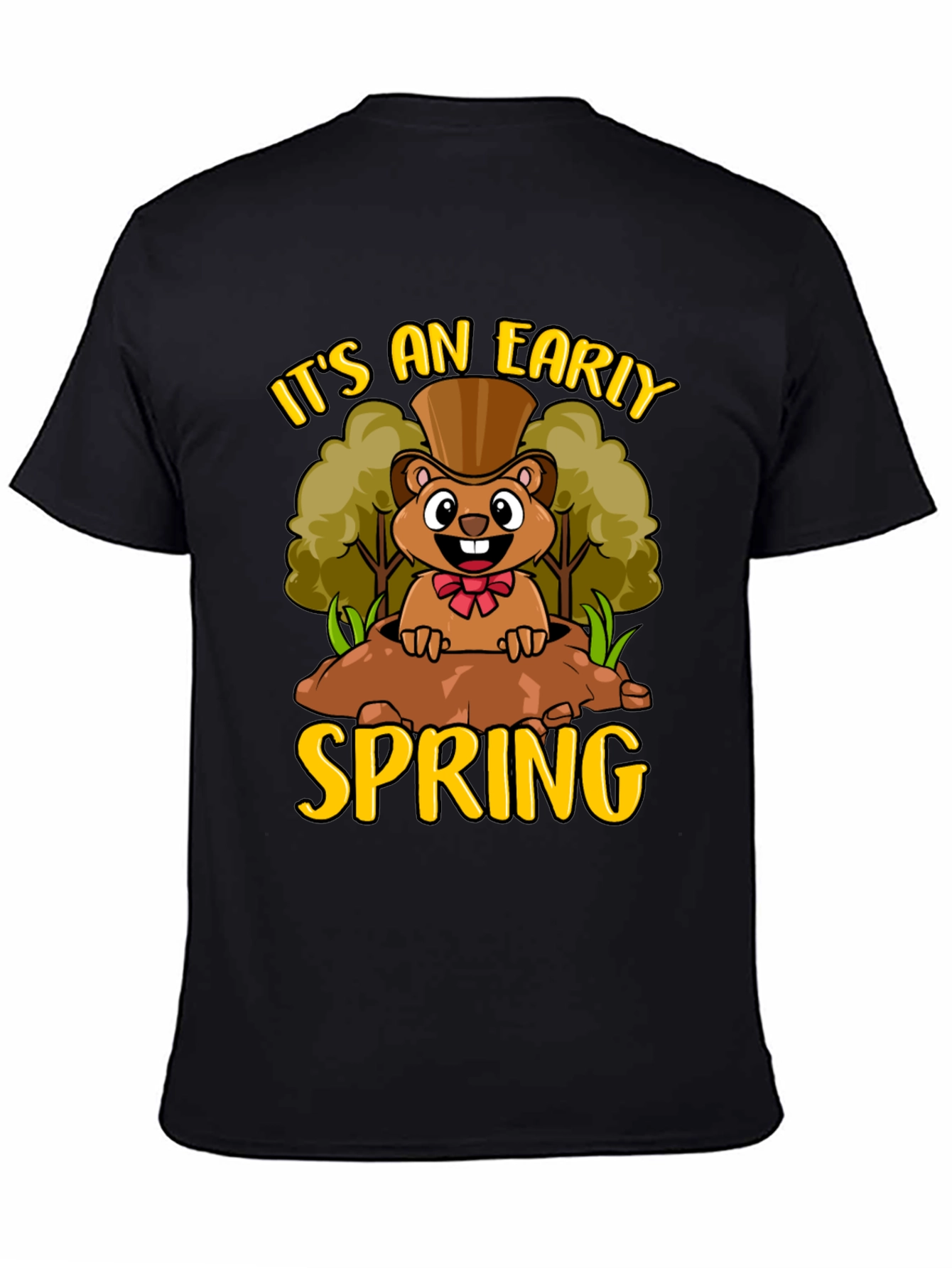Black Early Spring Groundhog T-Shirt view 4