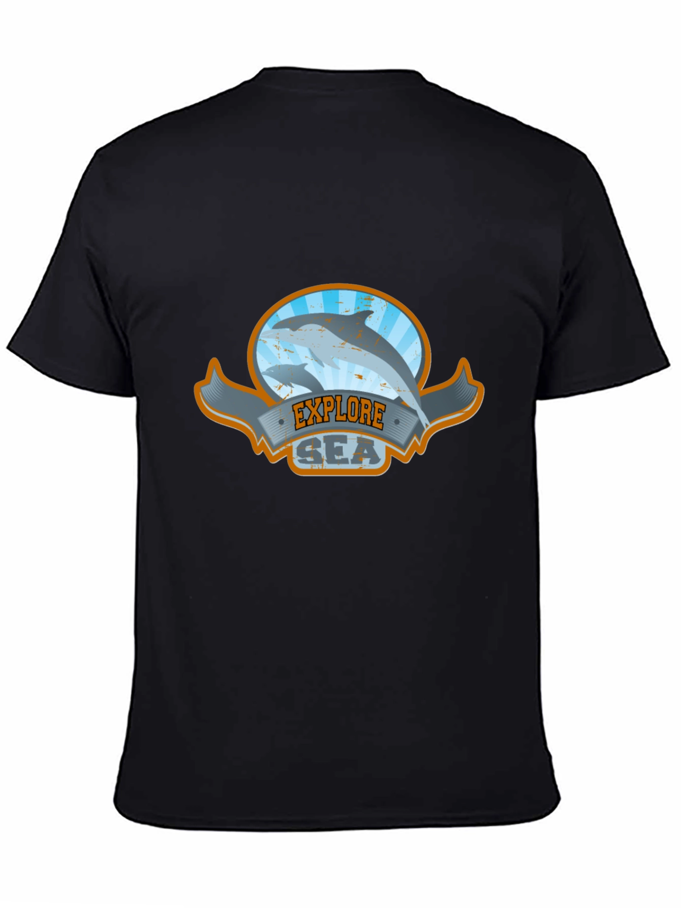 Black Explore the Sea Graphic Tee - Black Cotton T-Shirt view 4