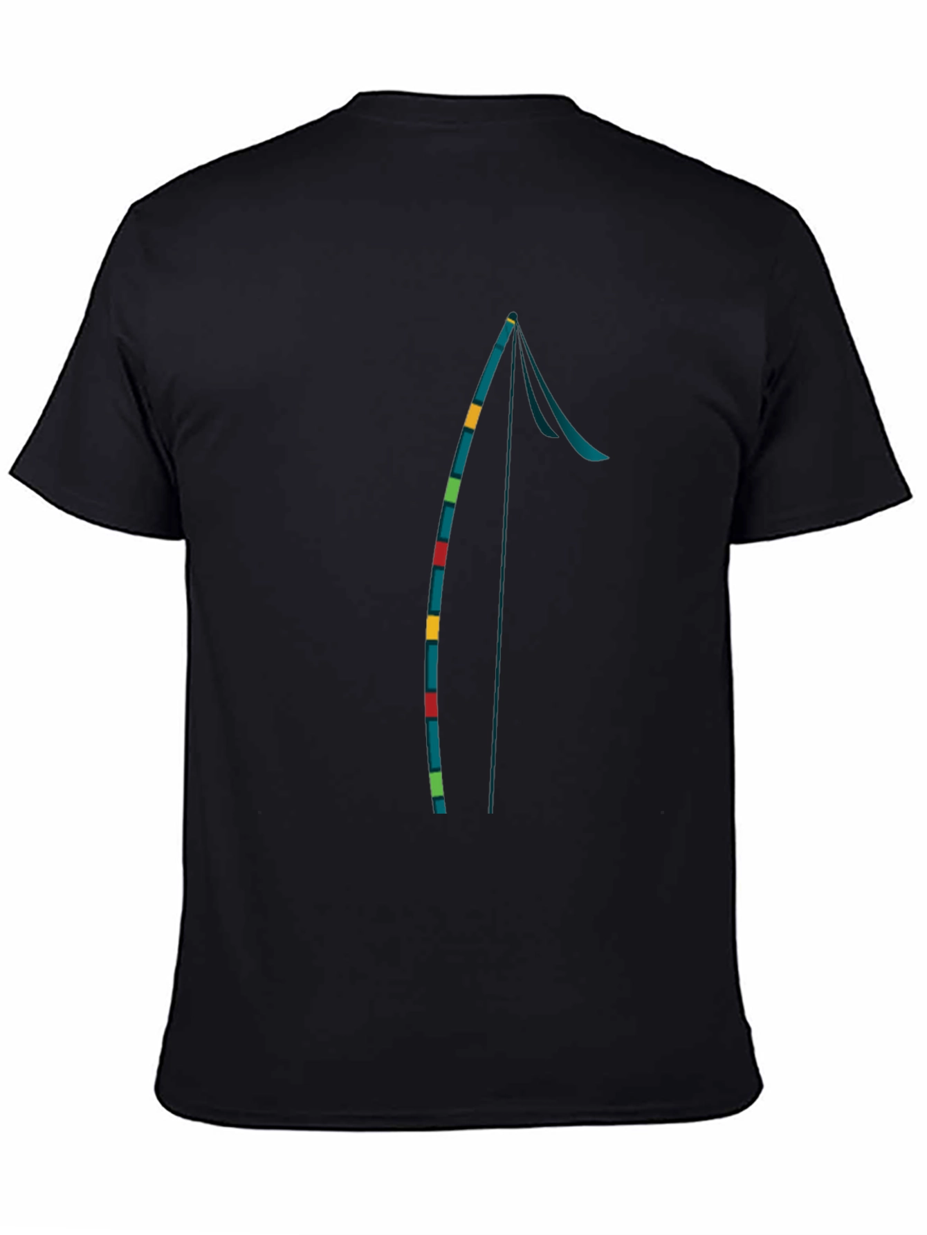 Black Men's Black T-Shirt with Fishing Rod Graphic view 4