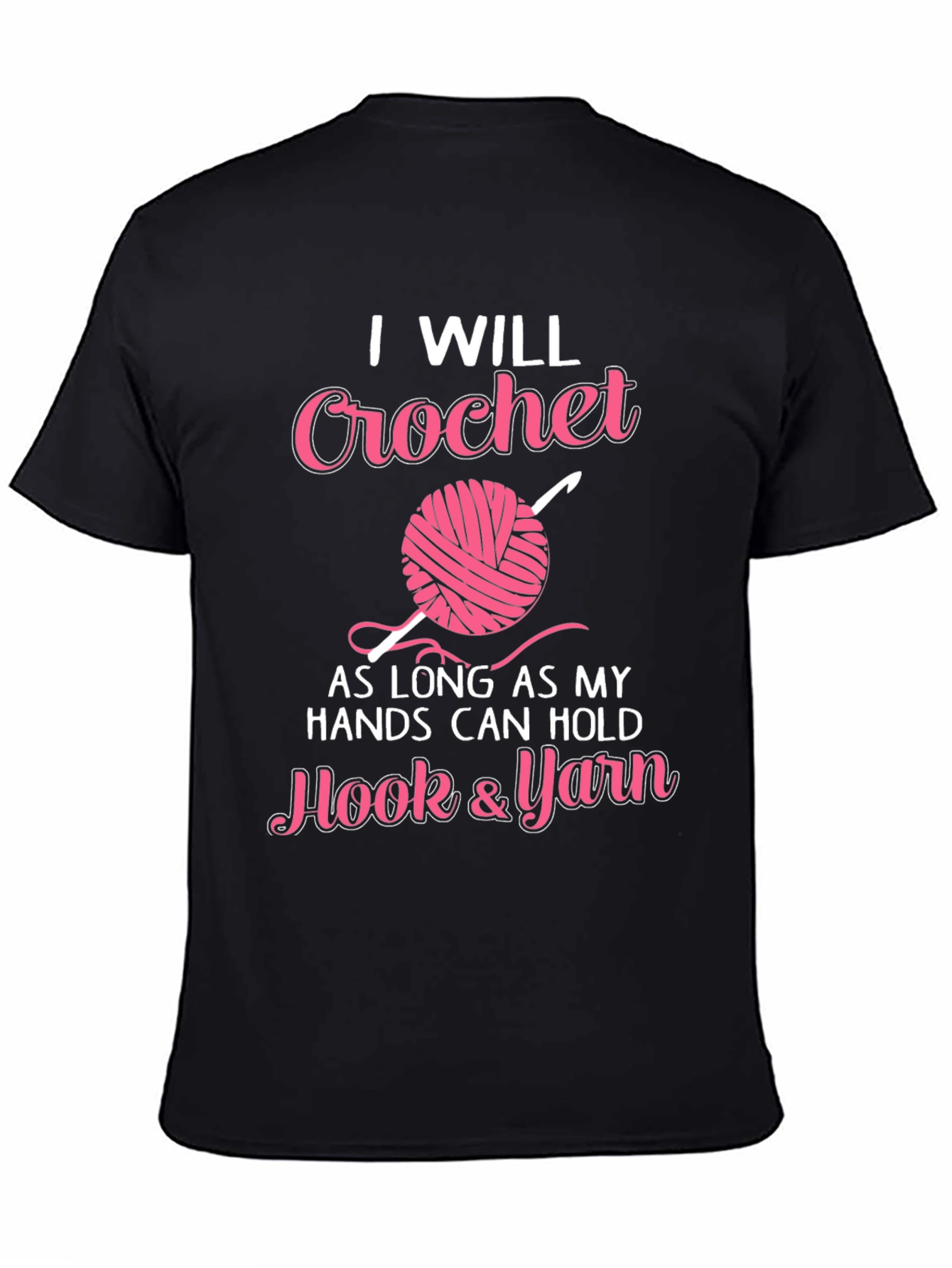 Black Crochet Lover T-Shirt - Hook & Yarn Design view 4