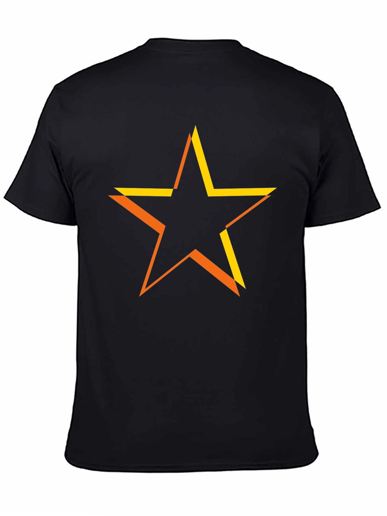 Black Geometric Star Graphic Tee - Black Cotton Blend view 4