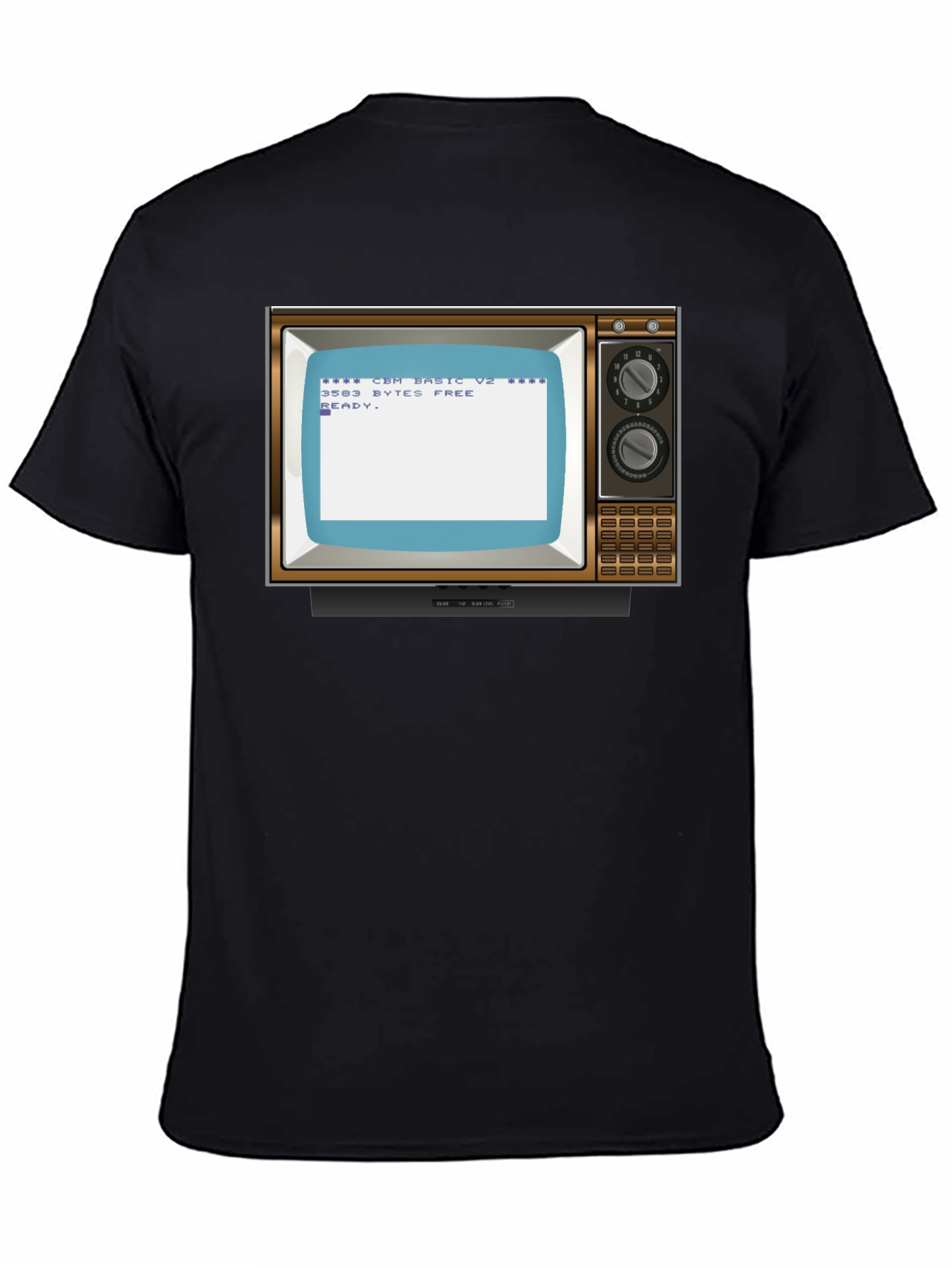 Black Retro Computer TV T-Shirt - Vintage Tech Style view 4