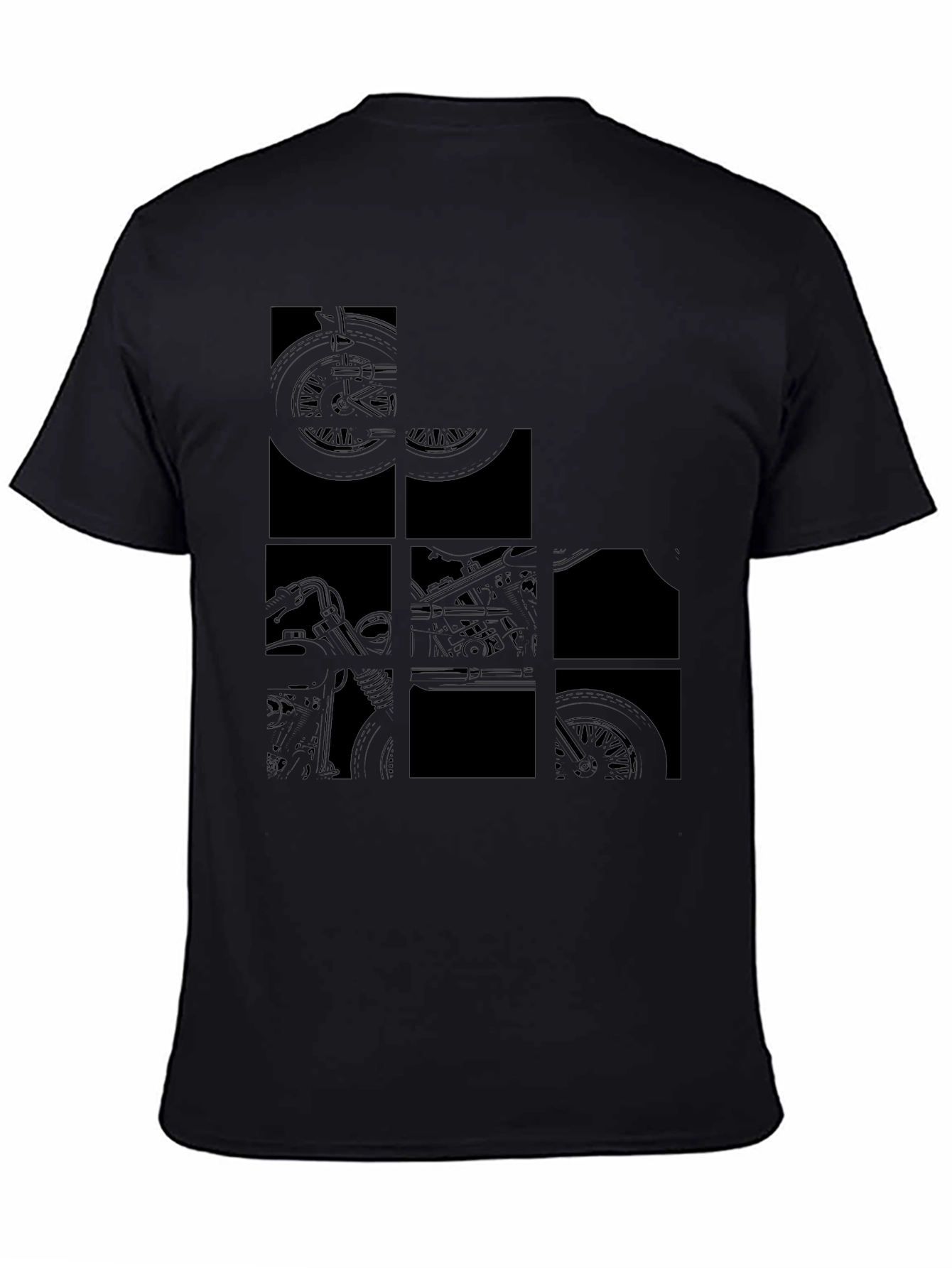 Black Men's Black Motorcycle Graphic T-Shirt view 4