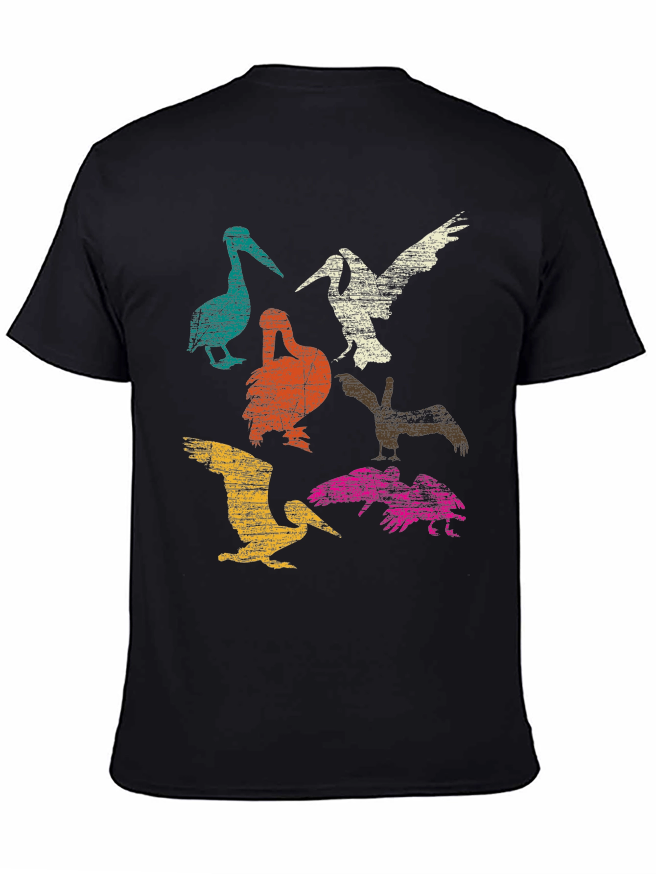 Black Retro Pelican Graphic T-Shirt - Unique Design view 4