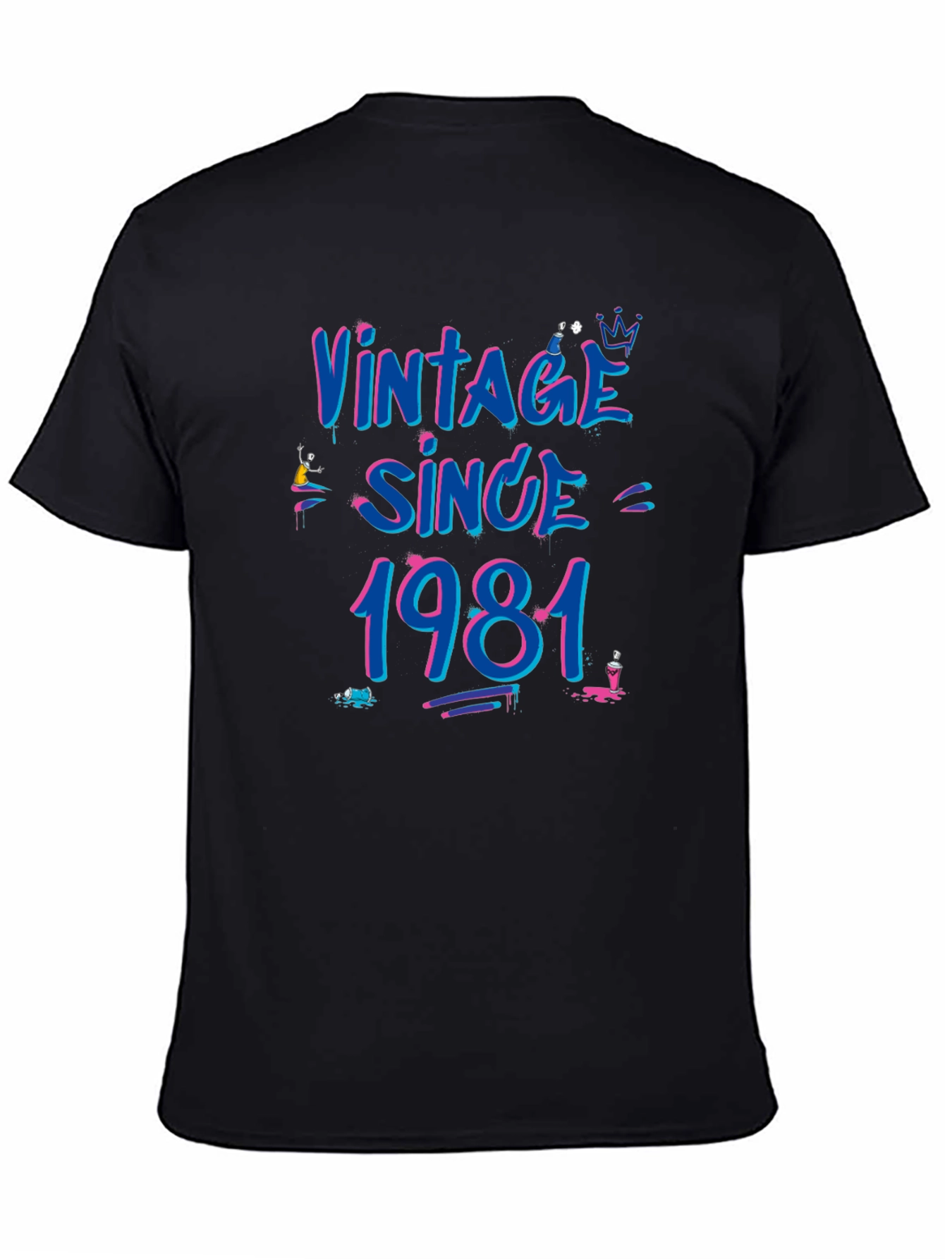 Black Vintage Since 1981 Black T-Shirt view 4