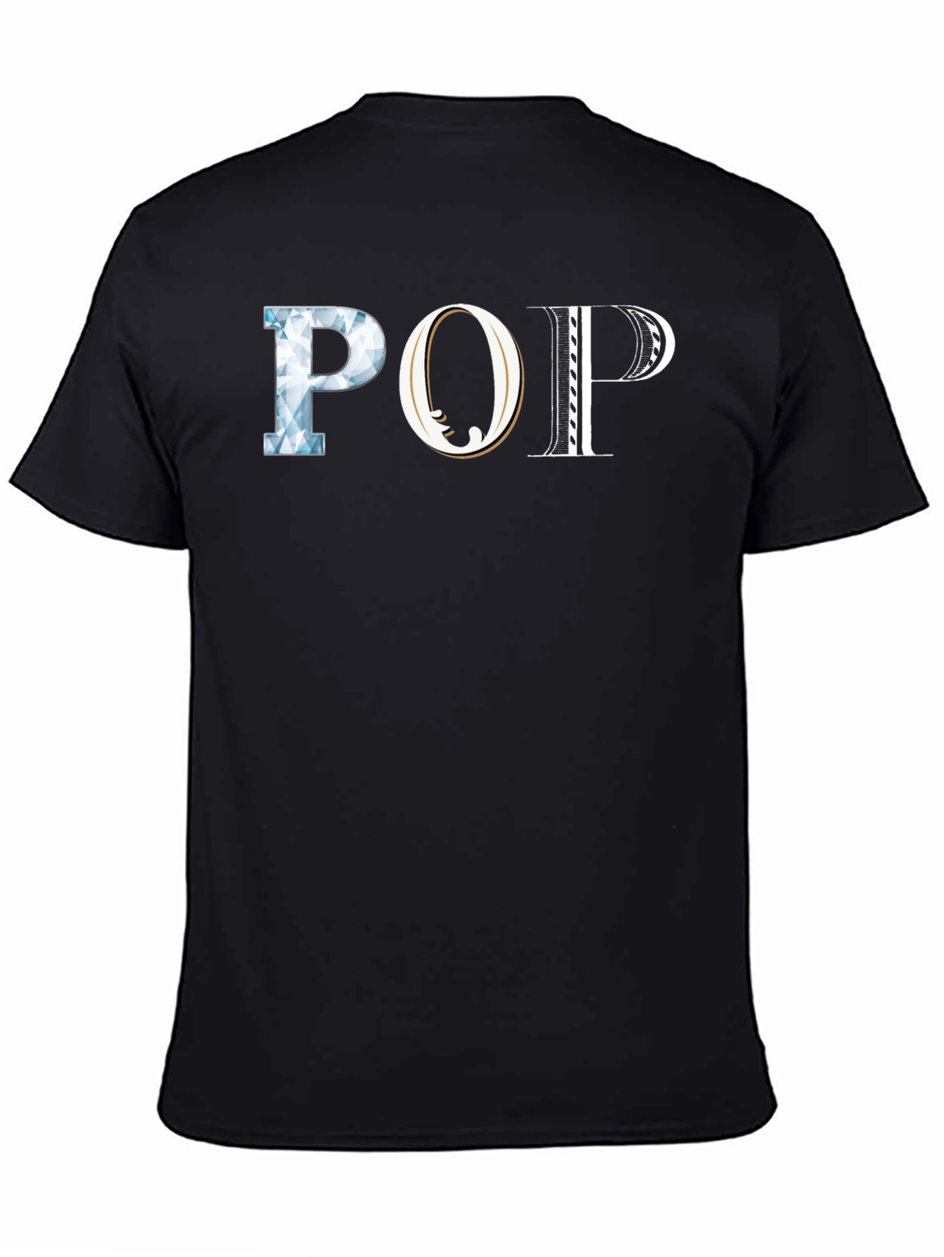 Black Stylish "POP" Graphic Print Black T-Shirt view 4