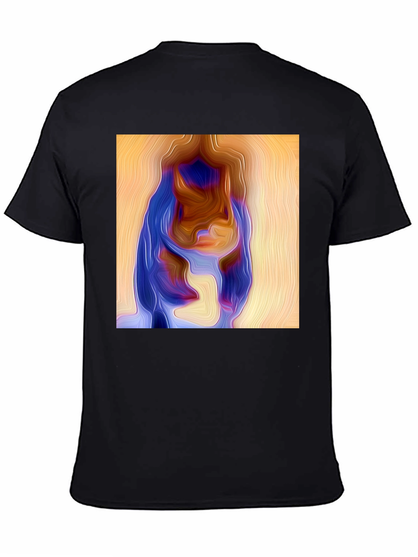 Black Abstract Portrait Graphic Print Black Tee view 4