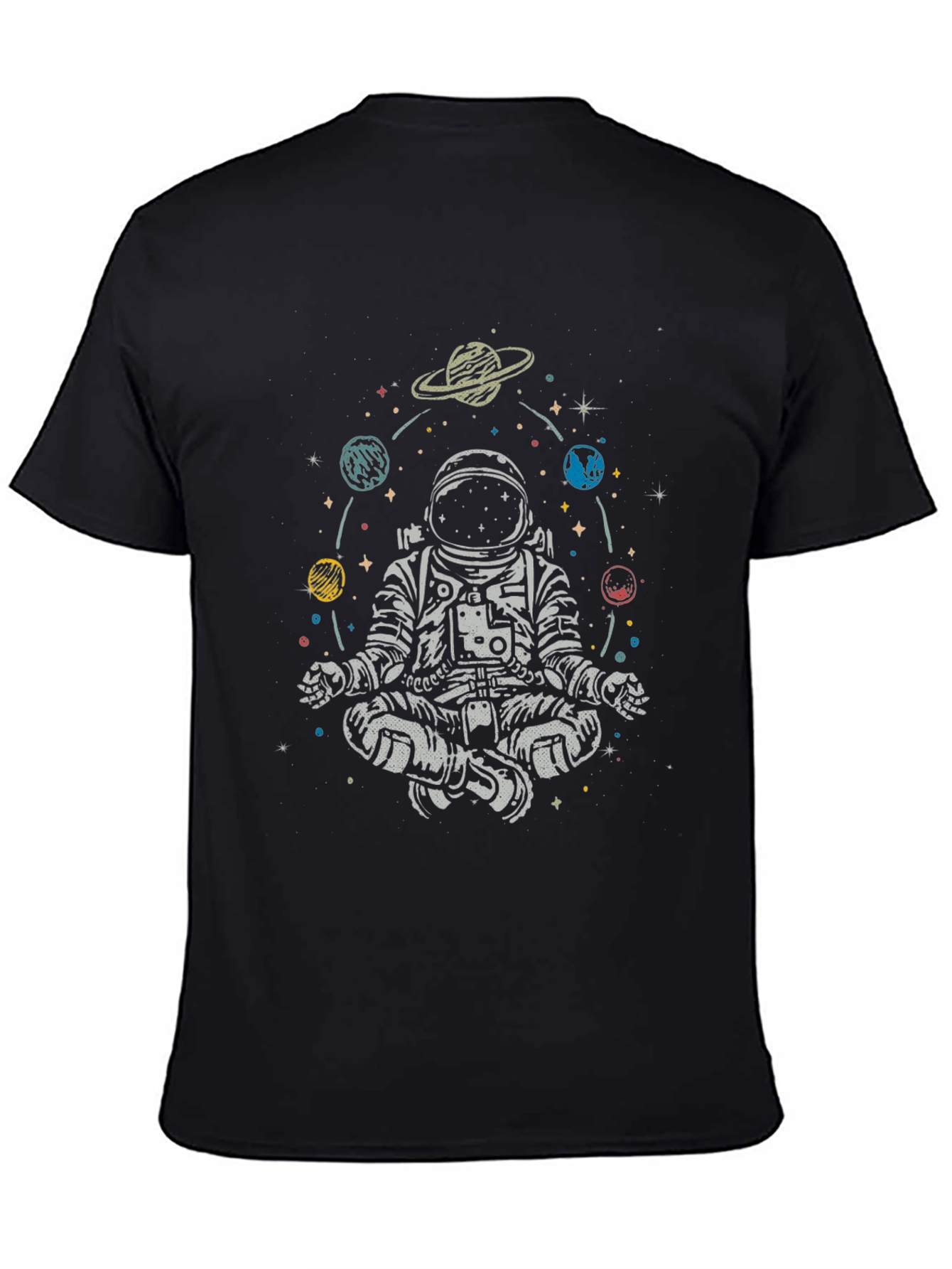 Black Meditating Astronaut Graphic Tee view 4