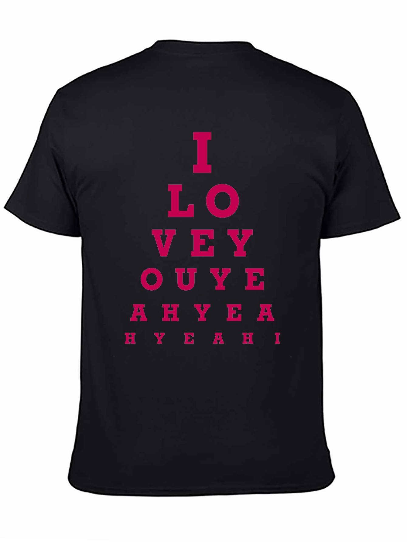 Black I Love You, Yeah! Eye Chart T-Shirt - Black view 4