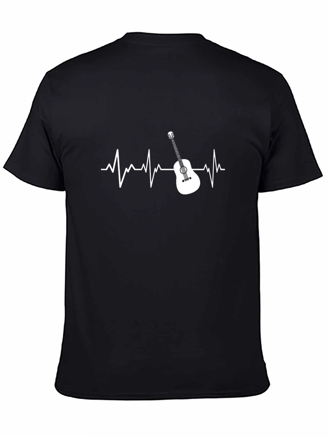 Black Guitar Heartbeat T-Shirt - Music Lover Tee view 4