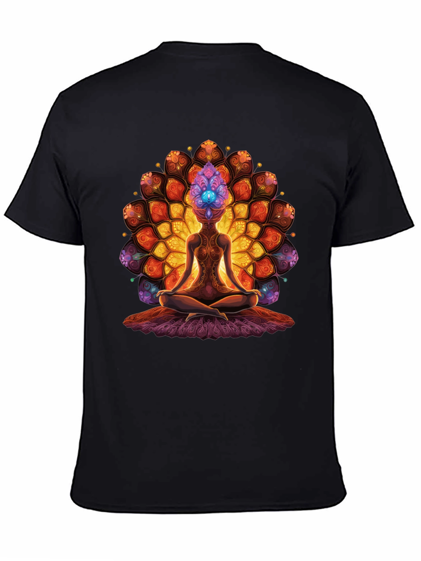 Black Meditative Mandala T-Shirt - Spiritual Design view 4
