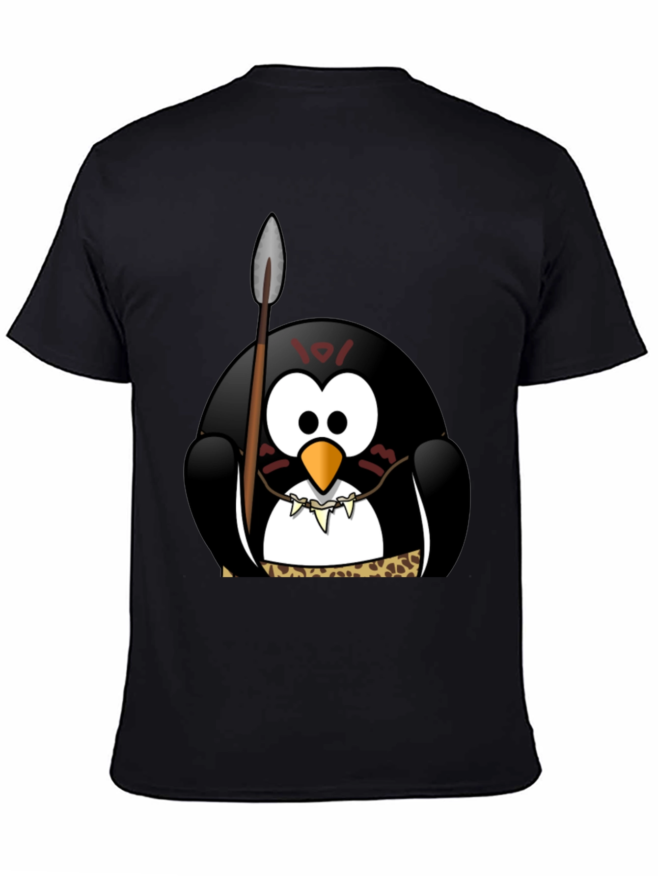 Black Tribal Penguin Graphic T-Shirt - Black Cotton Tee view 4