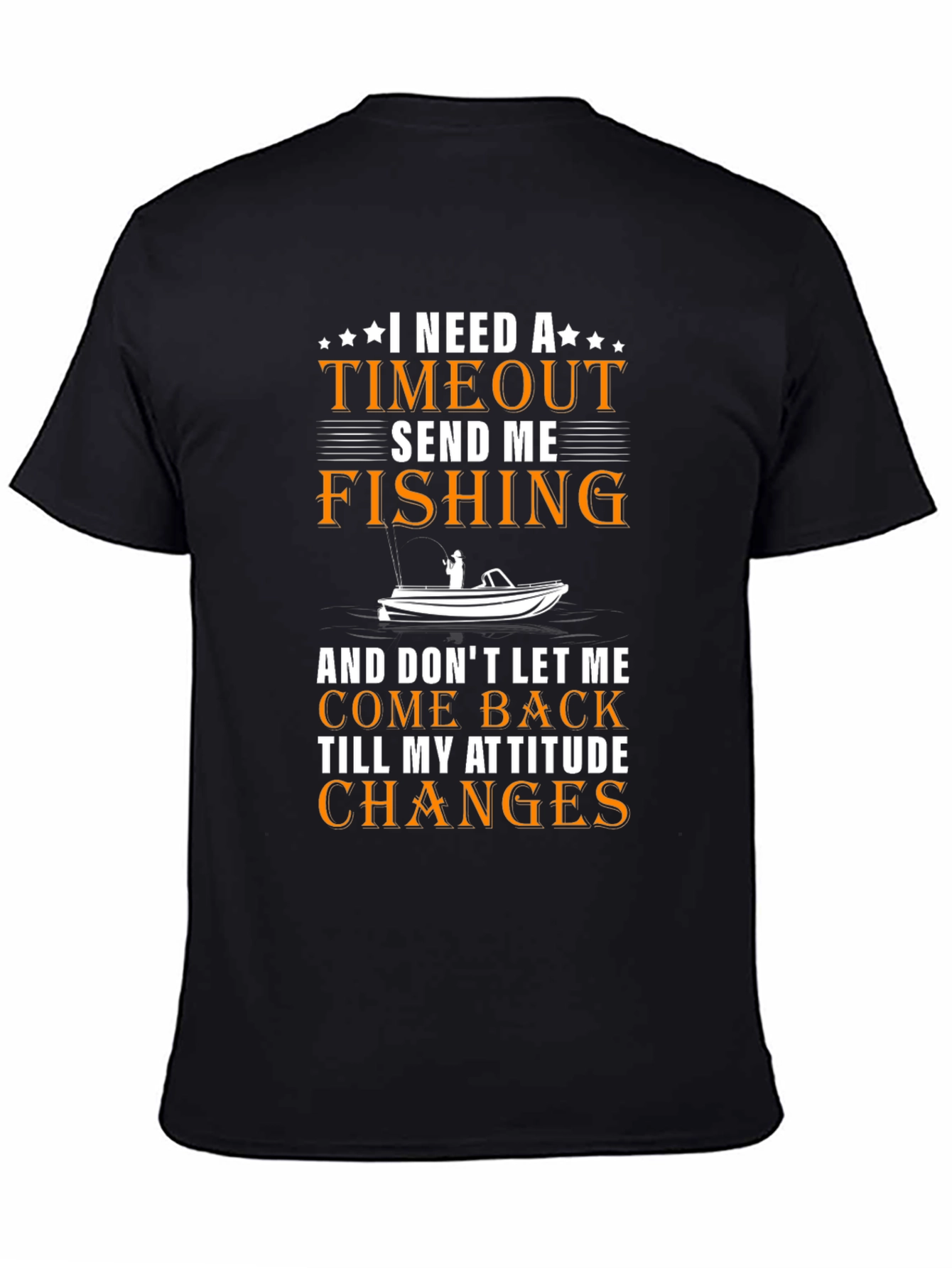 Black Timeout Send Me Fishing Graphic Tee view 4