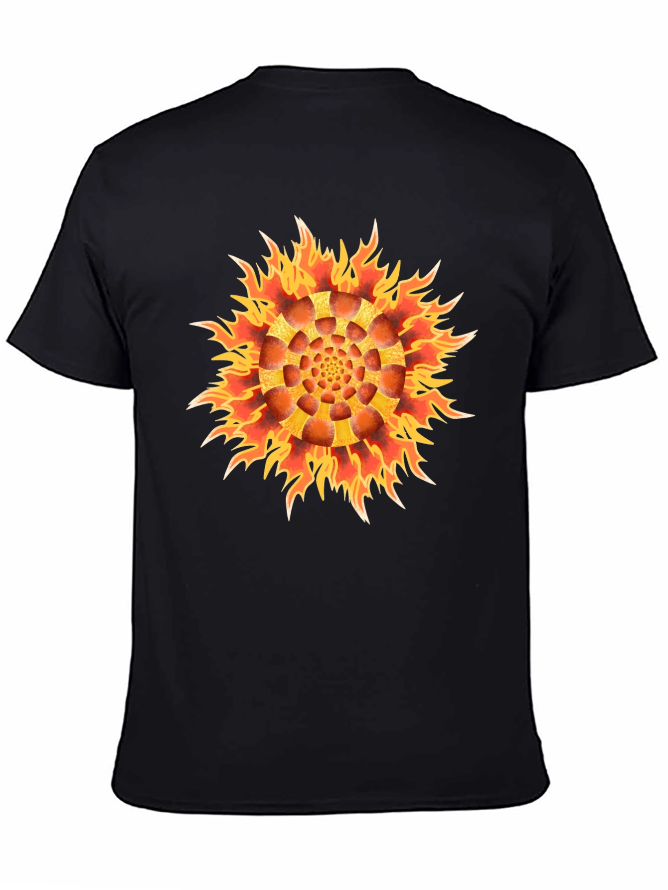 Black Fiery Flower Graphic Black T-Shirt view 4