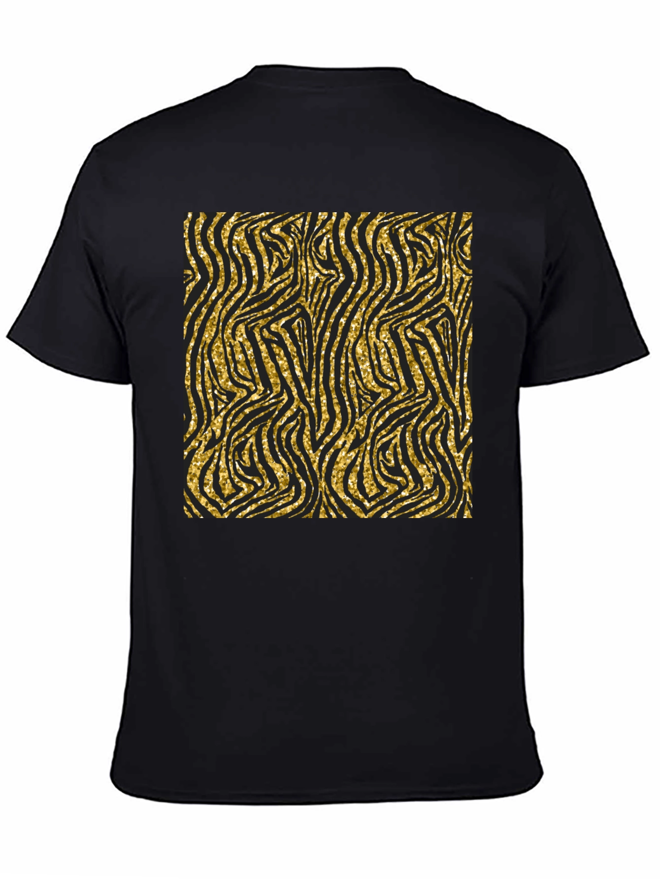 Black Gold Zebra Print Black T-Shirt view 4