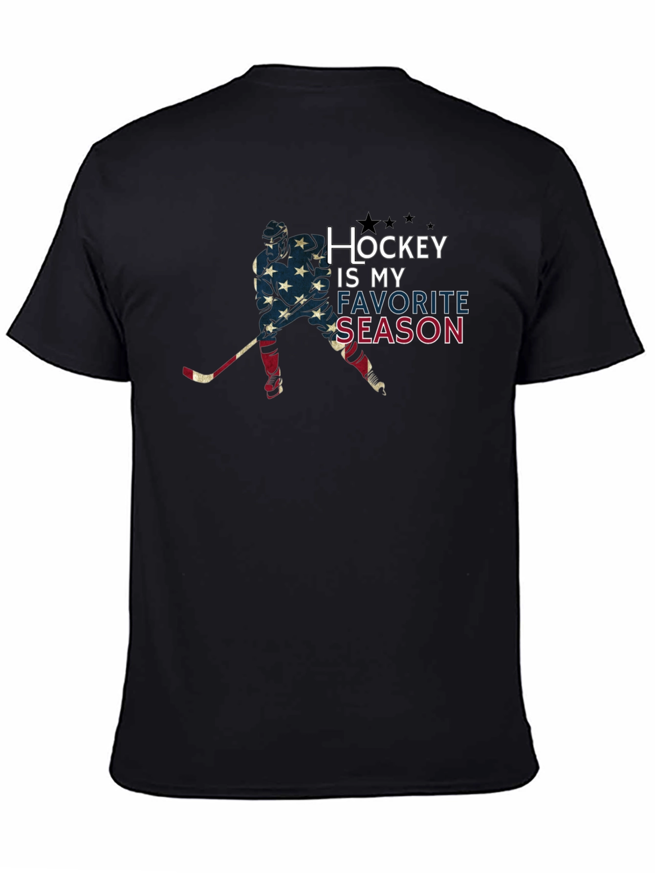 Black Hockey Is My Favorite Season T-Shirt - Patriotic Hockey Tee view 4