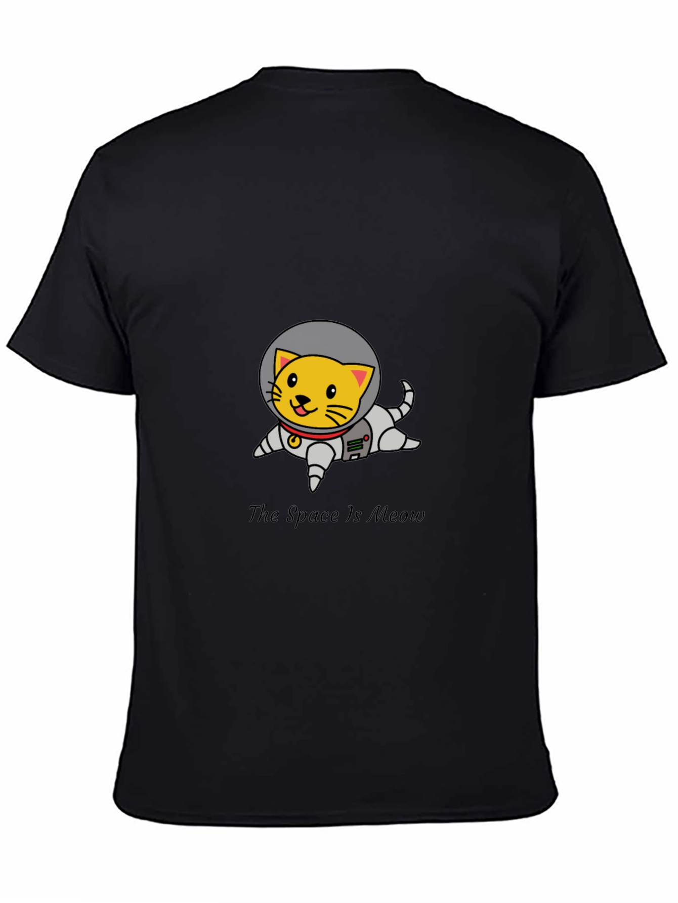 Black Space Cat T-Shirt - Meow in Space view 4