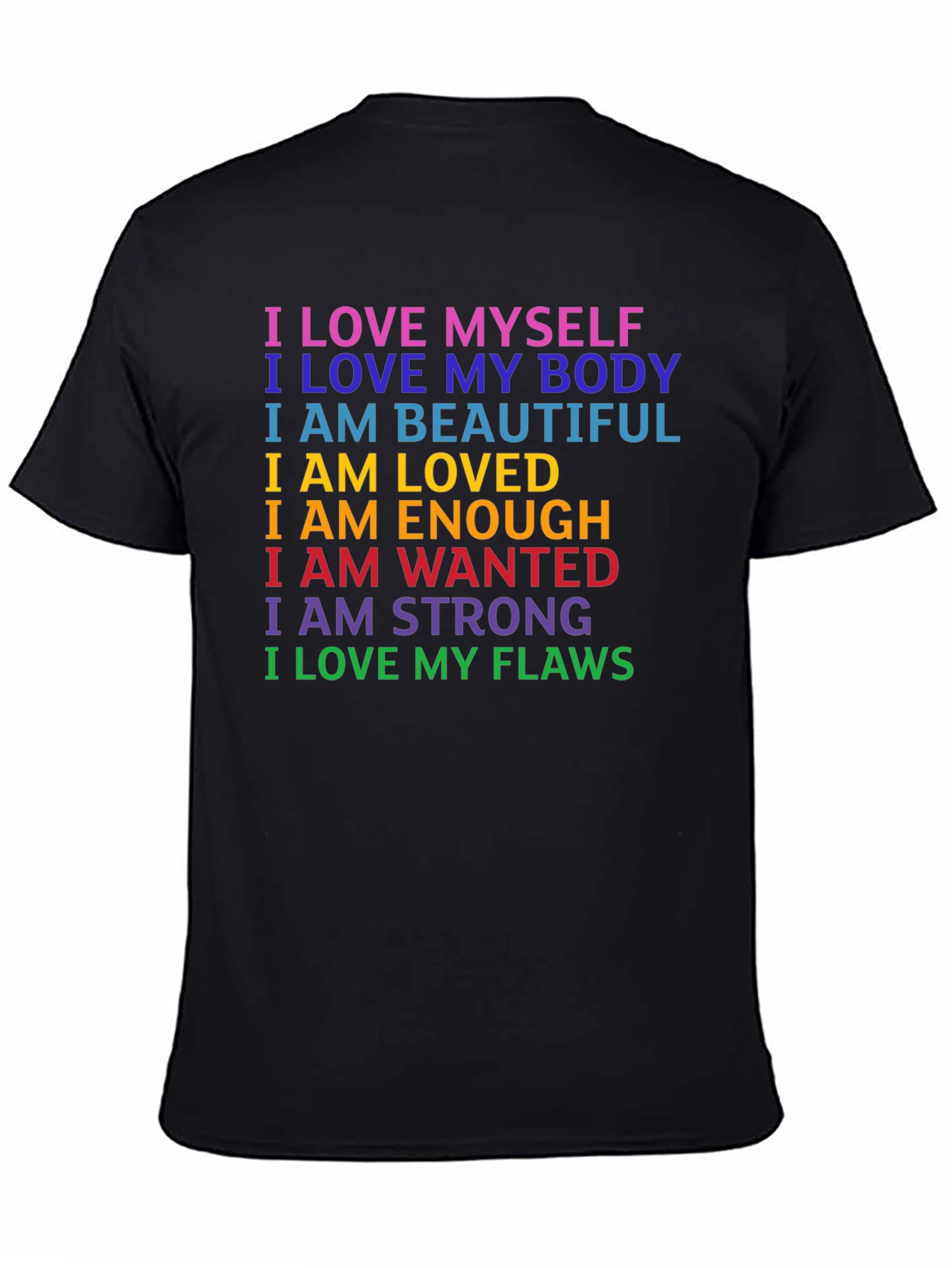 Black Rainbow Affirmation T-Shirt: Self Love Design view 4