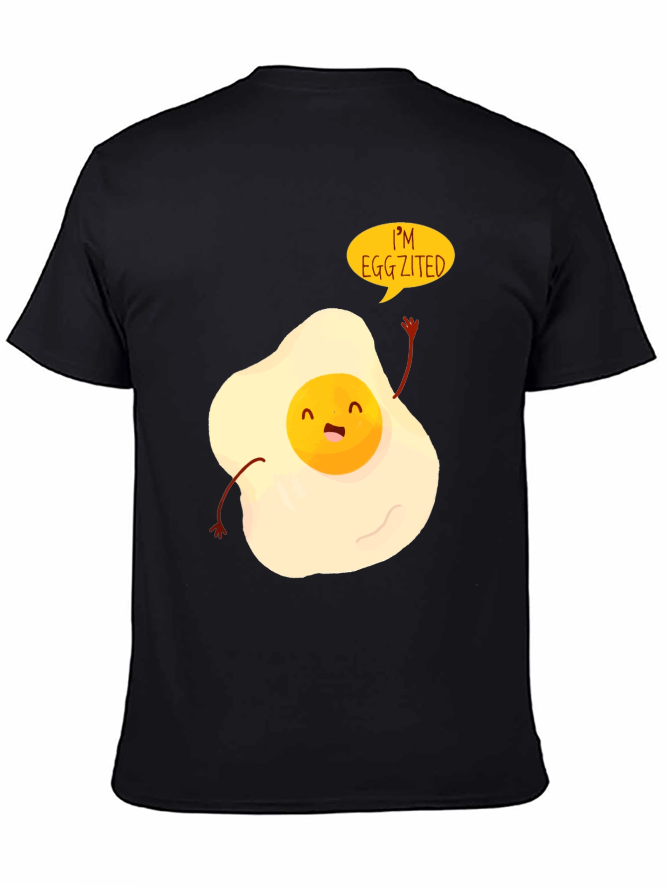 Black Egg-zited Graphic Tee - Funny Egg T-Shirt view 4