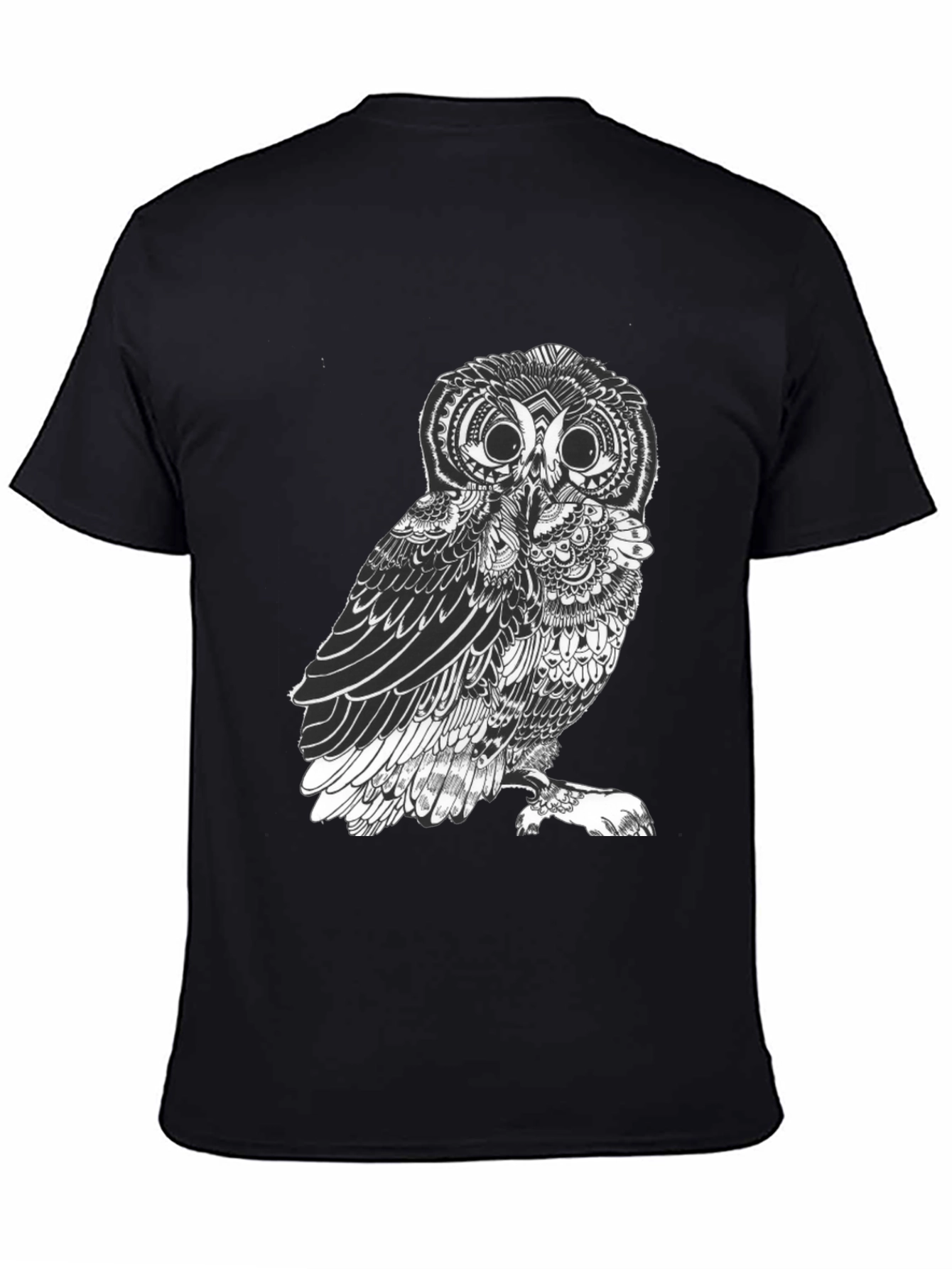 Black Men's Black Owl Graphic Tee - Unique Design view 4