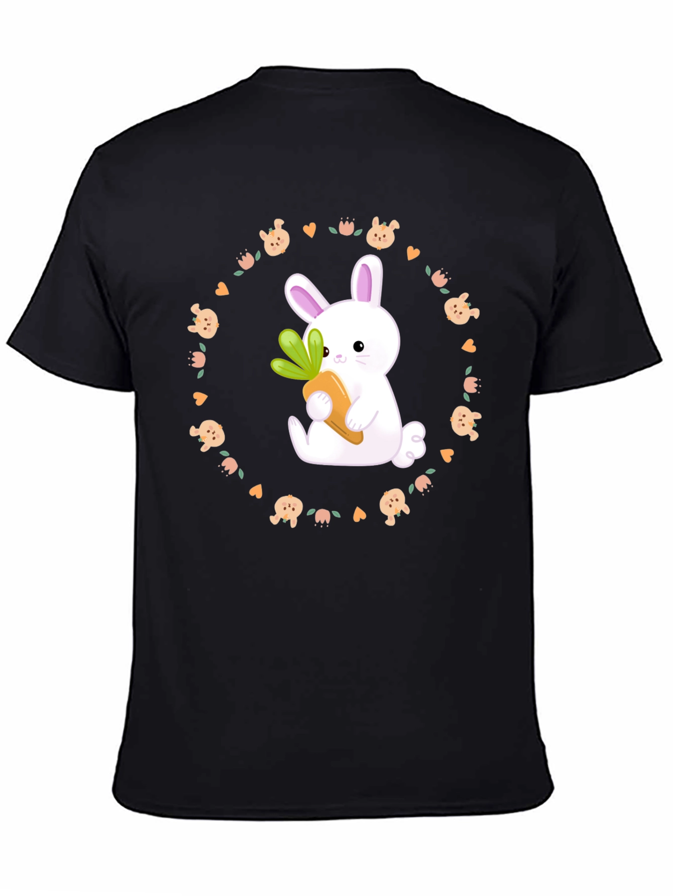 Black Cute Bunny Carrot T-Shirt view 4