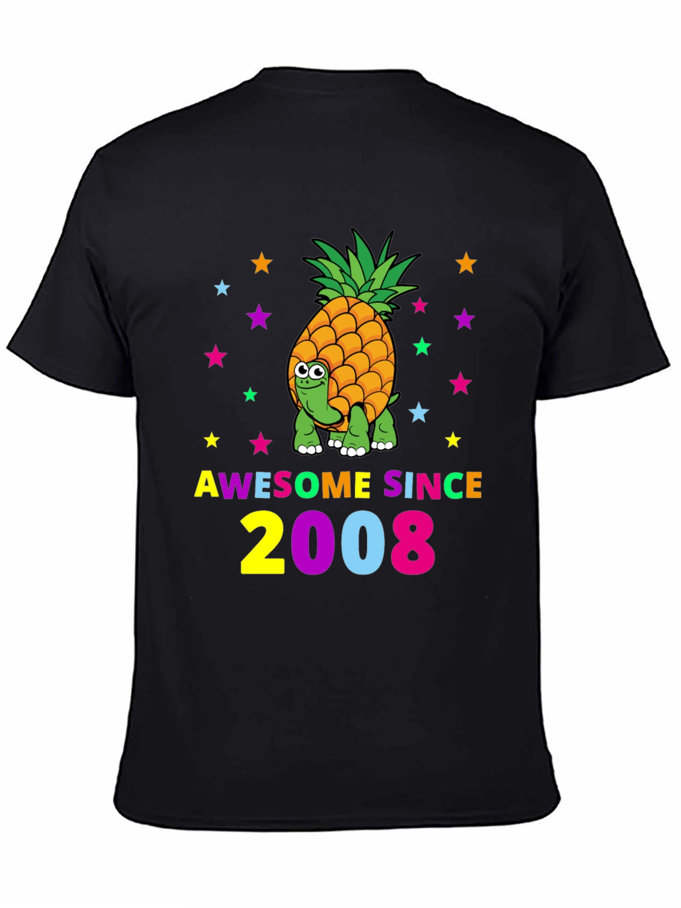 Black Awesome Since 2008 Turtle-Pineapple Graphic Tee view 4