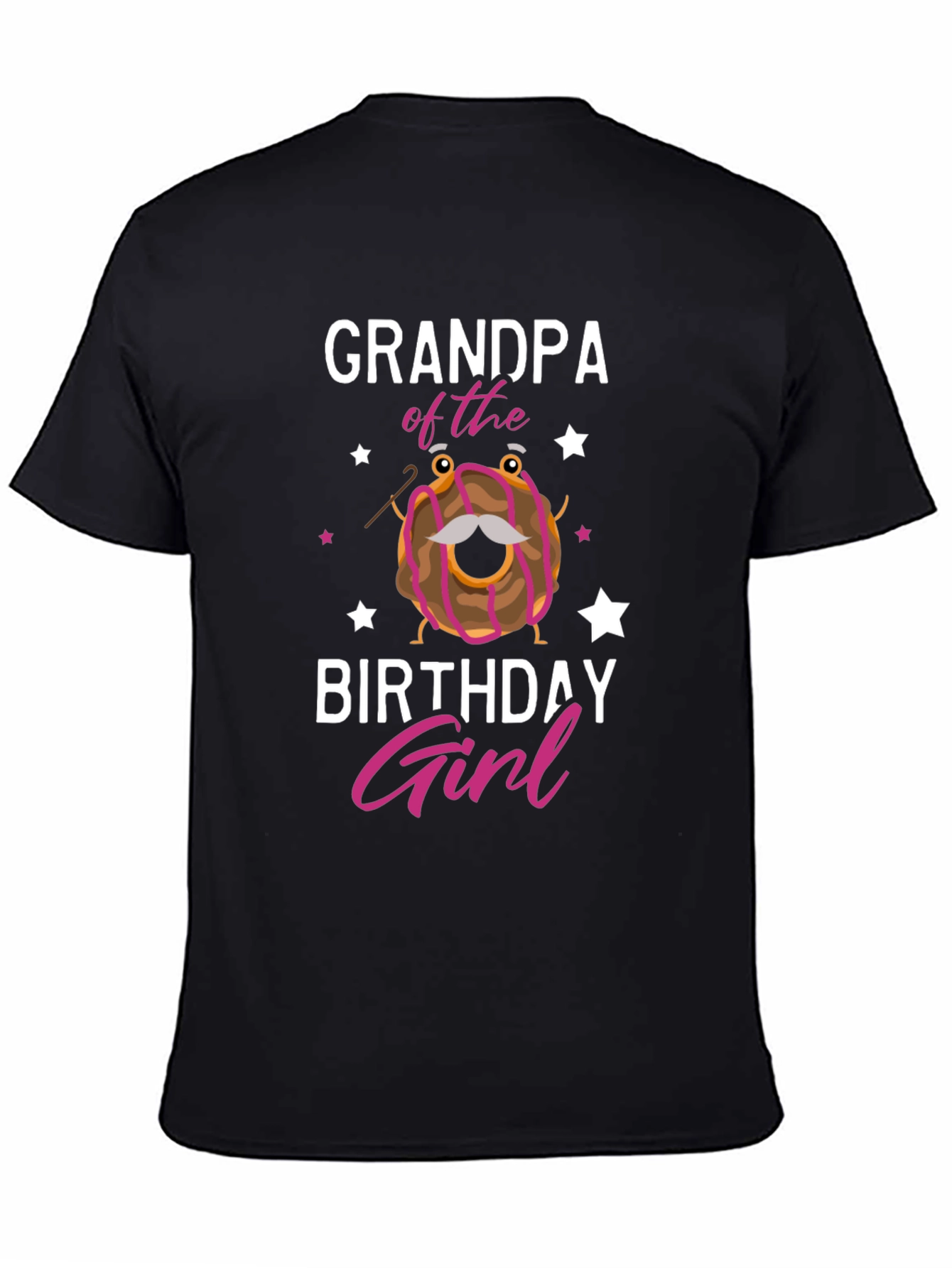 Black Grandpa of the Birthday Girl T-Shirt, Novelty Donut Tee view 4