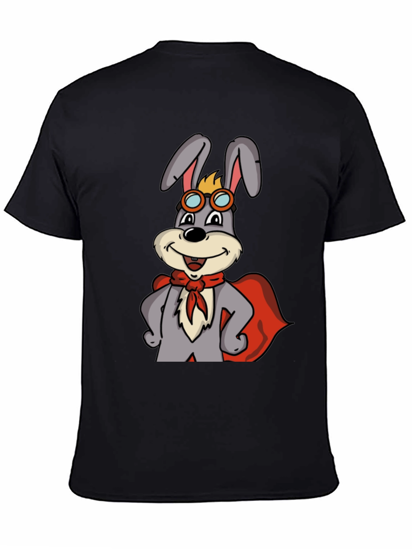 Black Superhero Rabbit T-Shirt view 4
