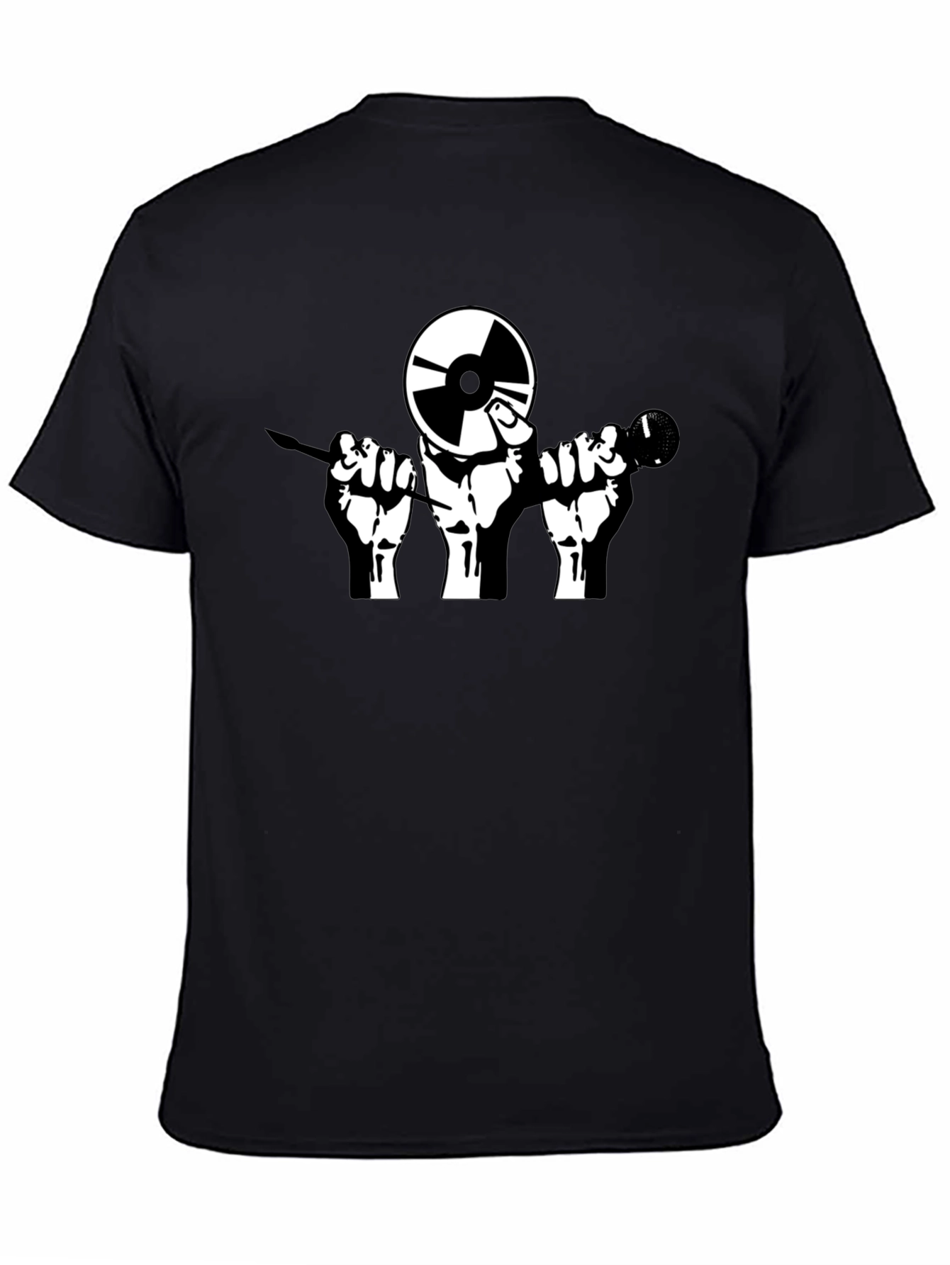 Black Black DJ Record & Microphone Graphic T-Shirt view 4