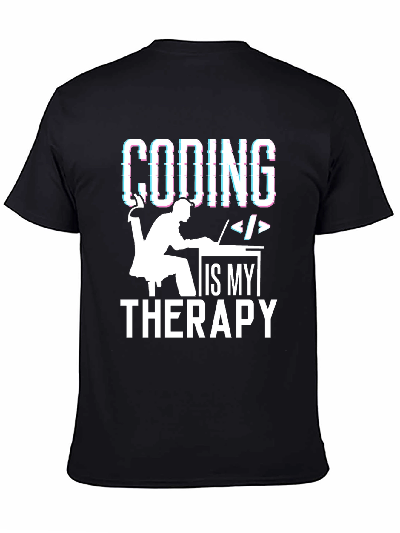 Black Coding is My Therapy T-Shirt Programmer Gift view 4