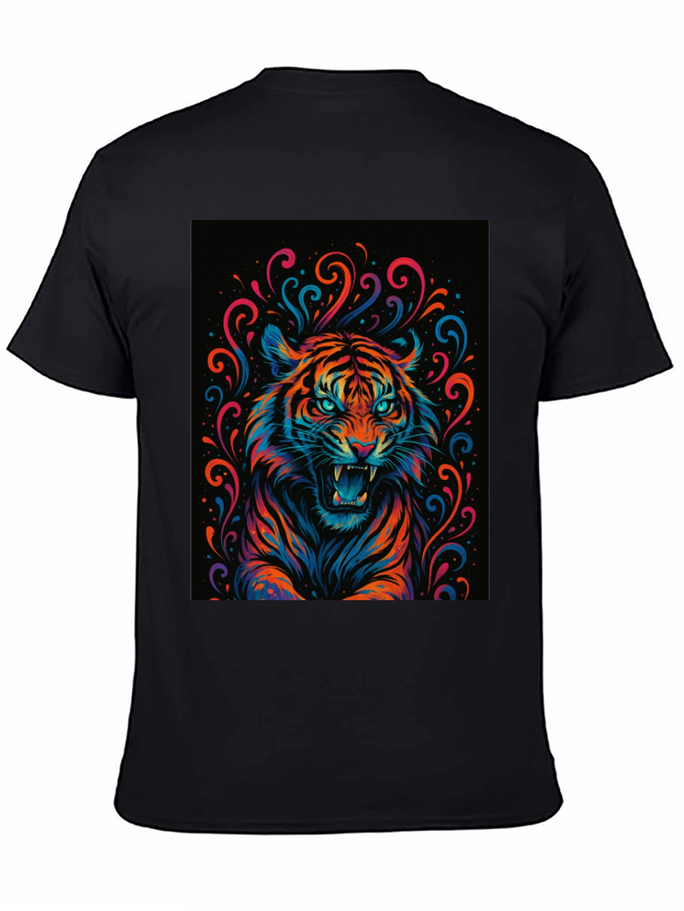 Black Vibrant Tiger Graphic Tee - Bold Statement Shirt view 4