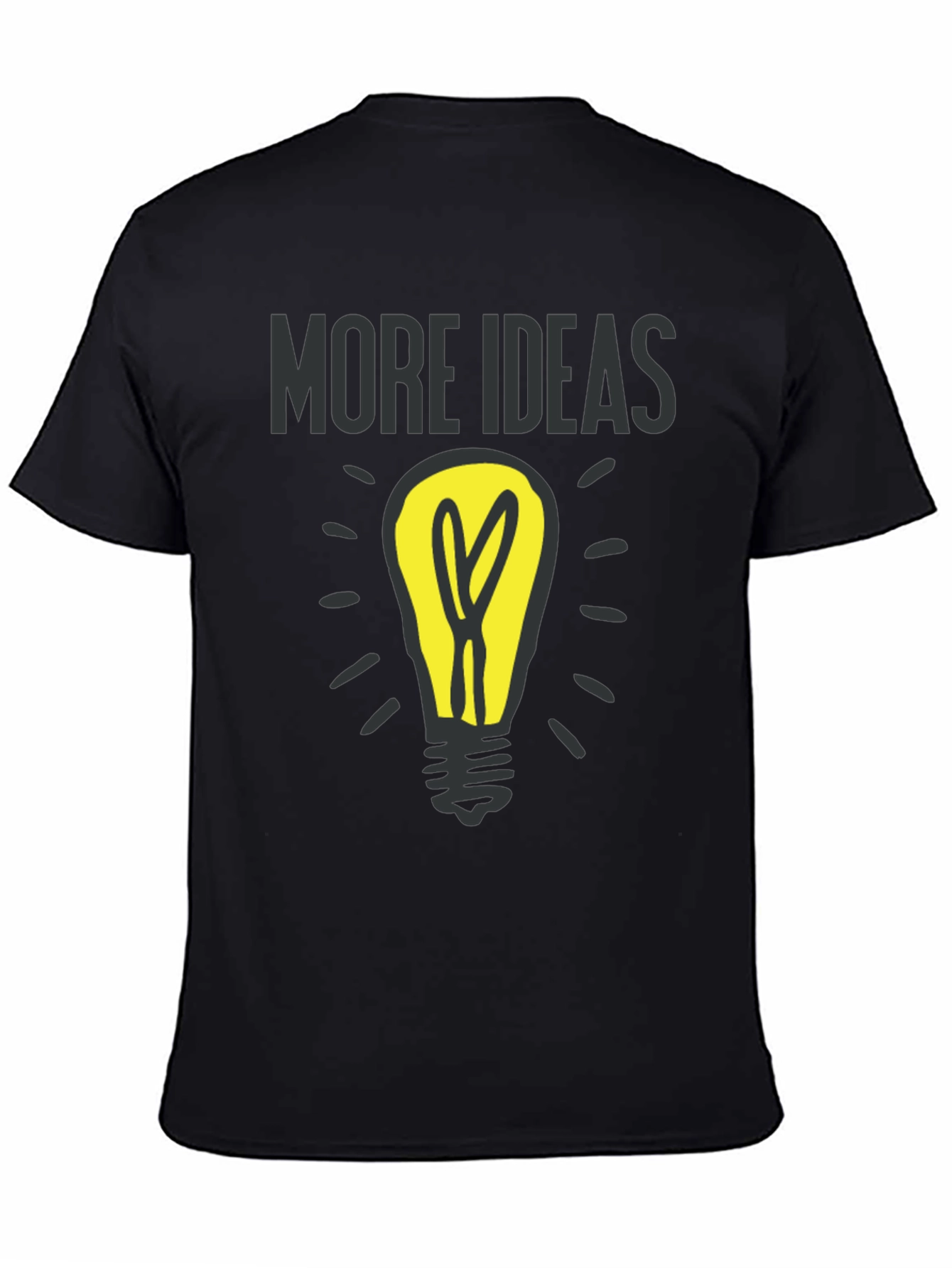Black More Ideas Light Bulb Graphic T-Shirt view 4