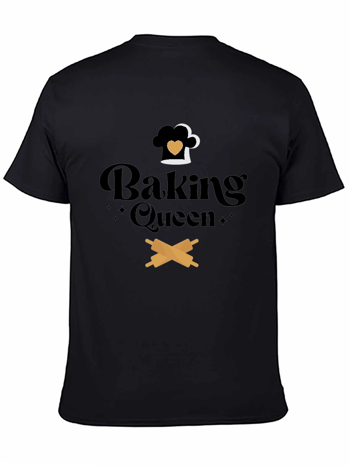 Black Baking Queen Graphic Tee - Chef Hat & Rolling Pins view 4