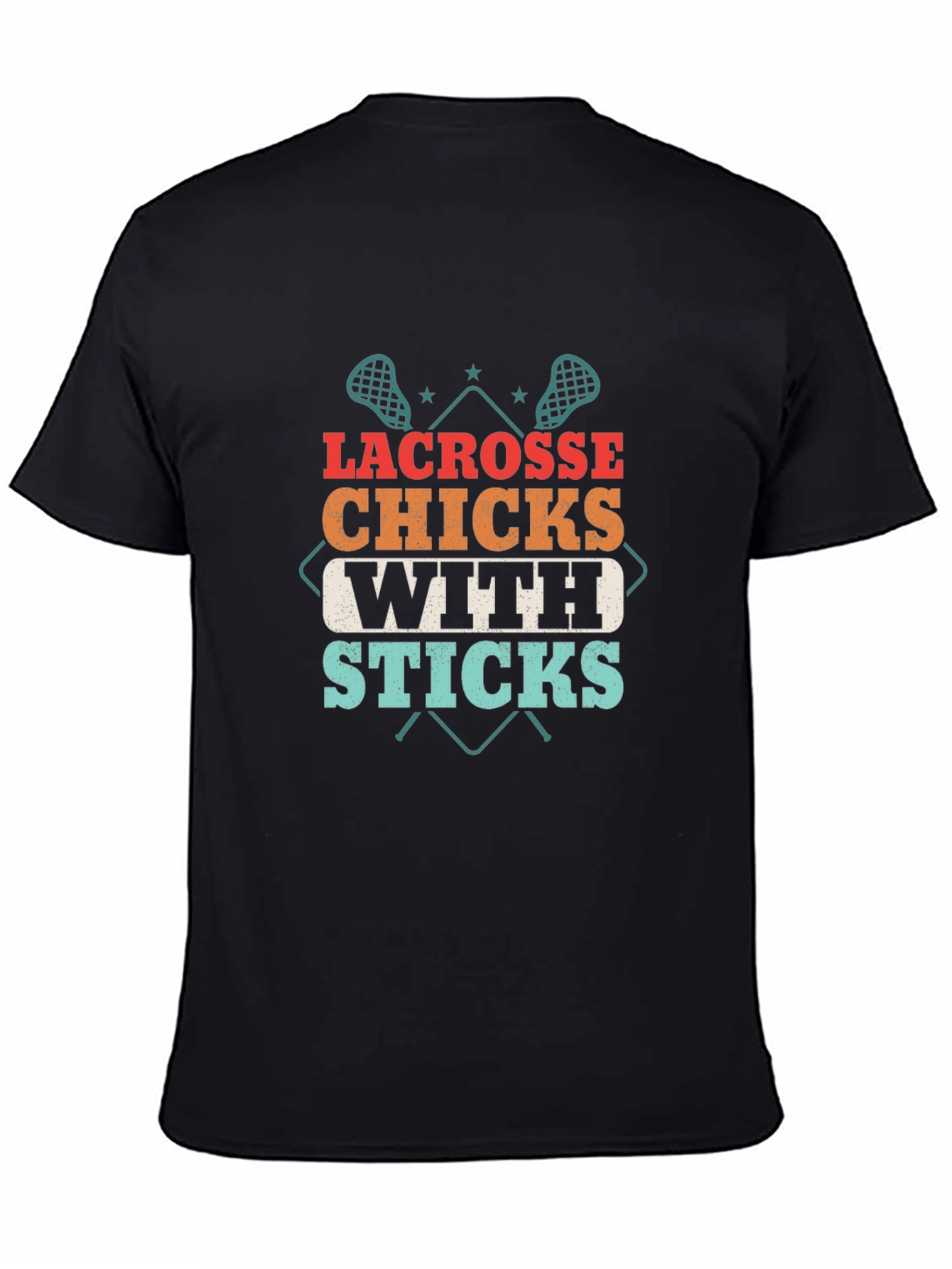 Black Lacrosse Chicks With Sticks T-Shirt - Unisex view 4