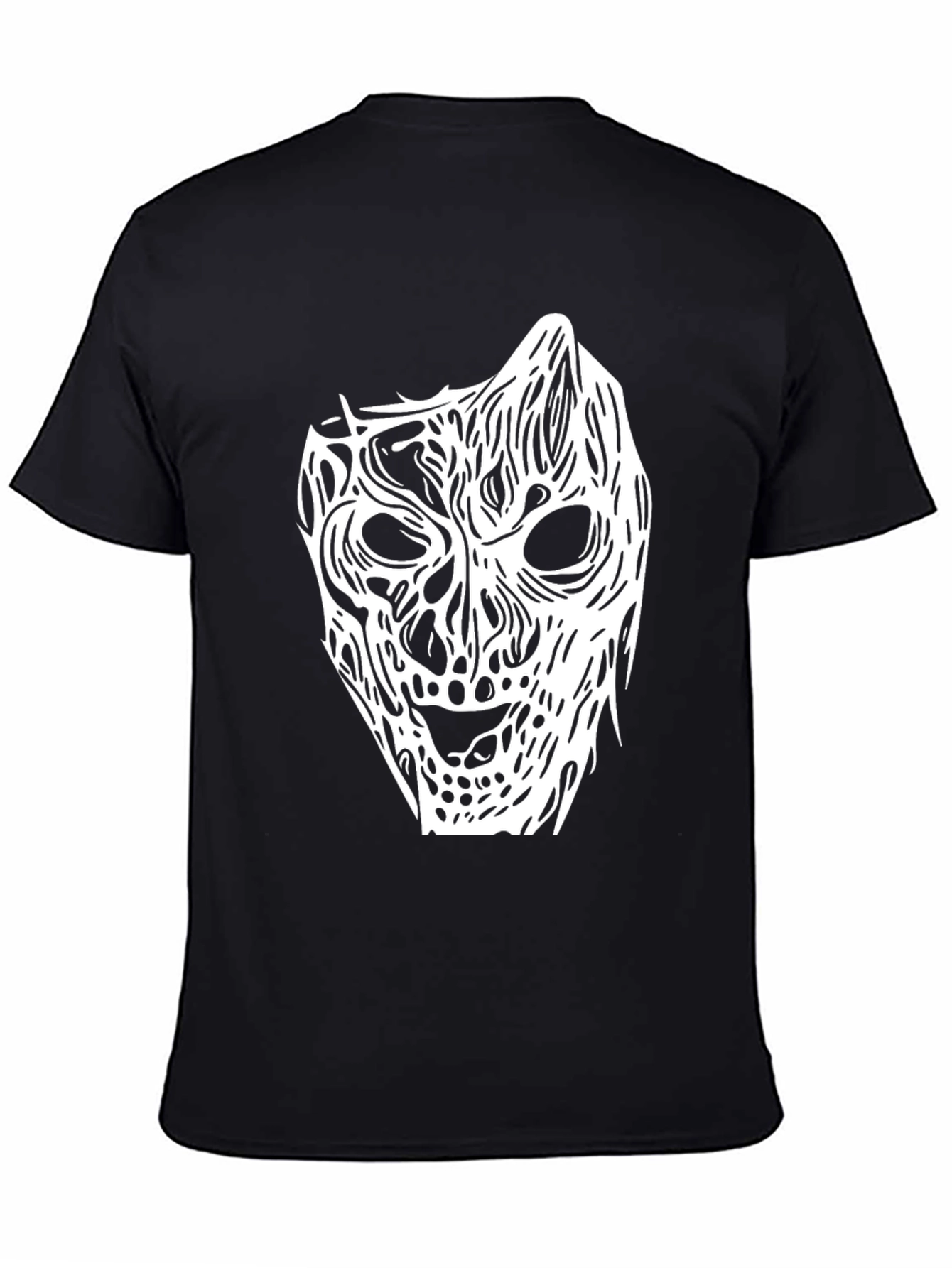 Black Horror Mask Graphic Tee - Black Cotton Shirt view 4