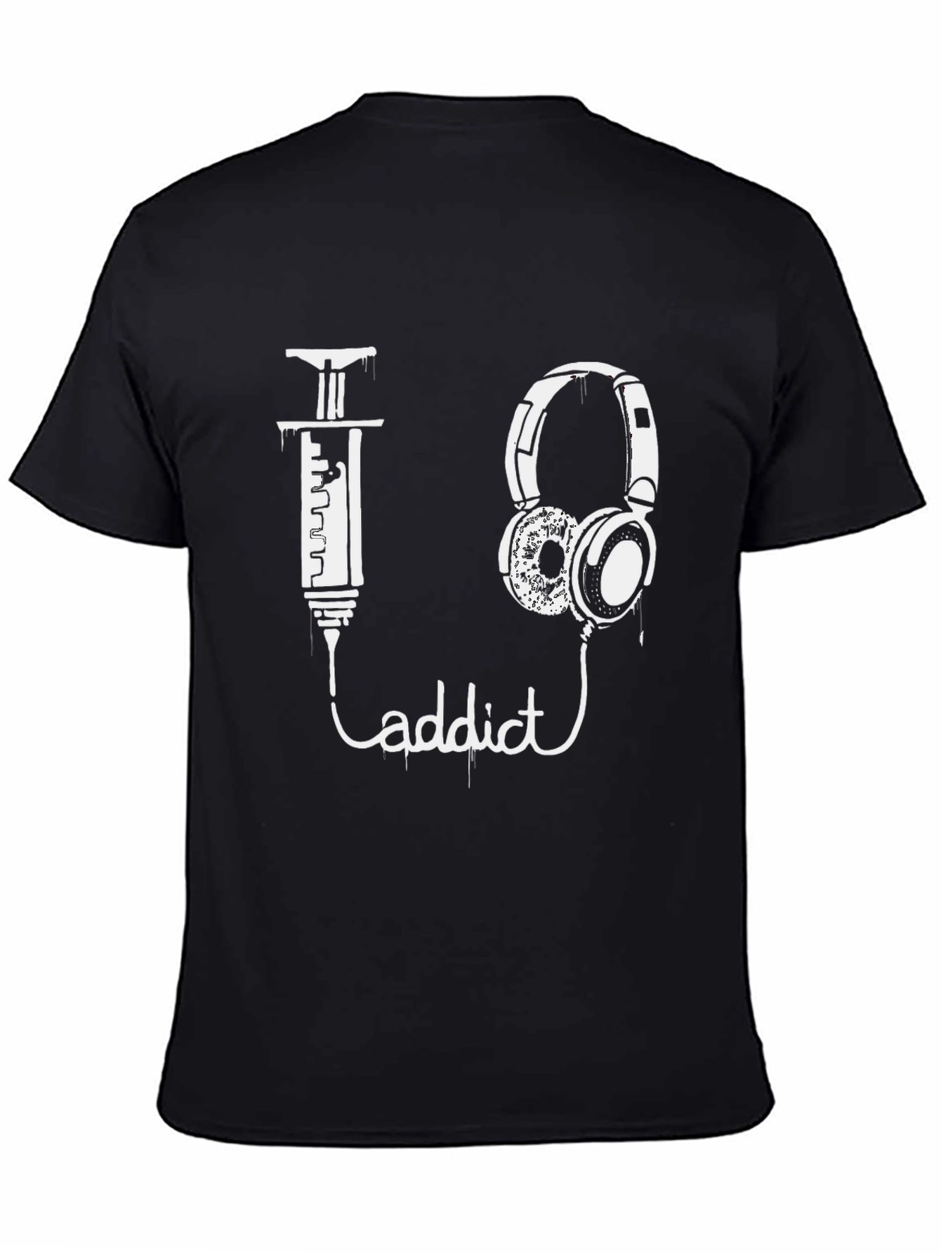 Black Music Addict Graphic T-Shirt - Black Cotton Tee view 4