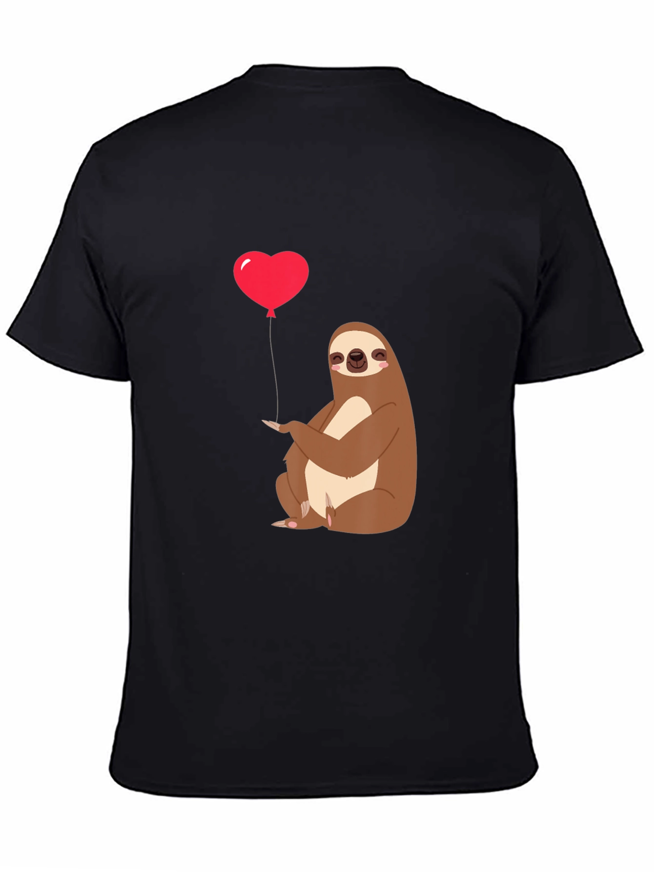 Black Sloth Heart Balloon Graphic Tee - Black view 4