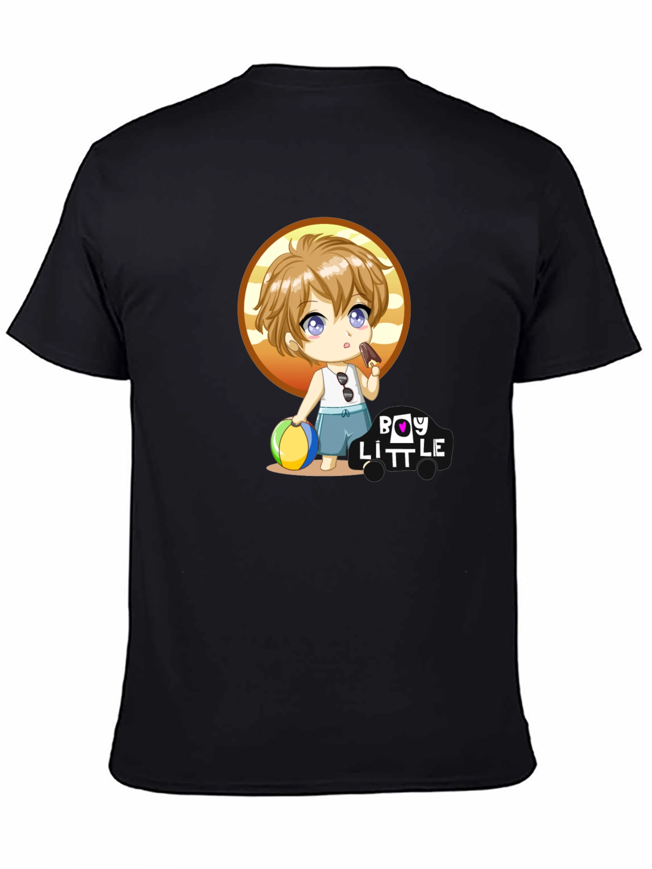 Black Boy Little Cartoon Graphic T-Shirt view 4