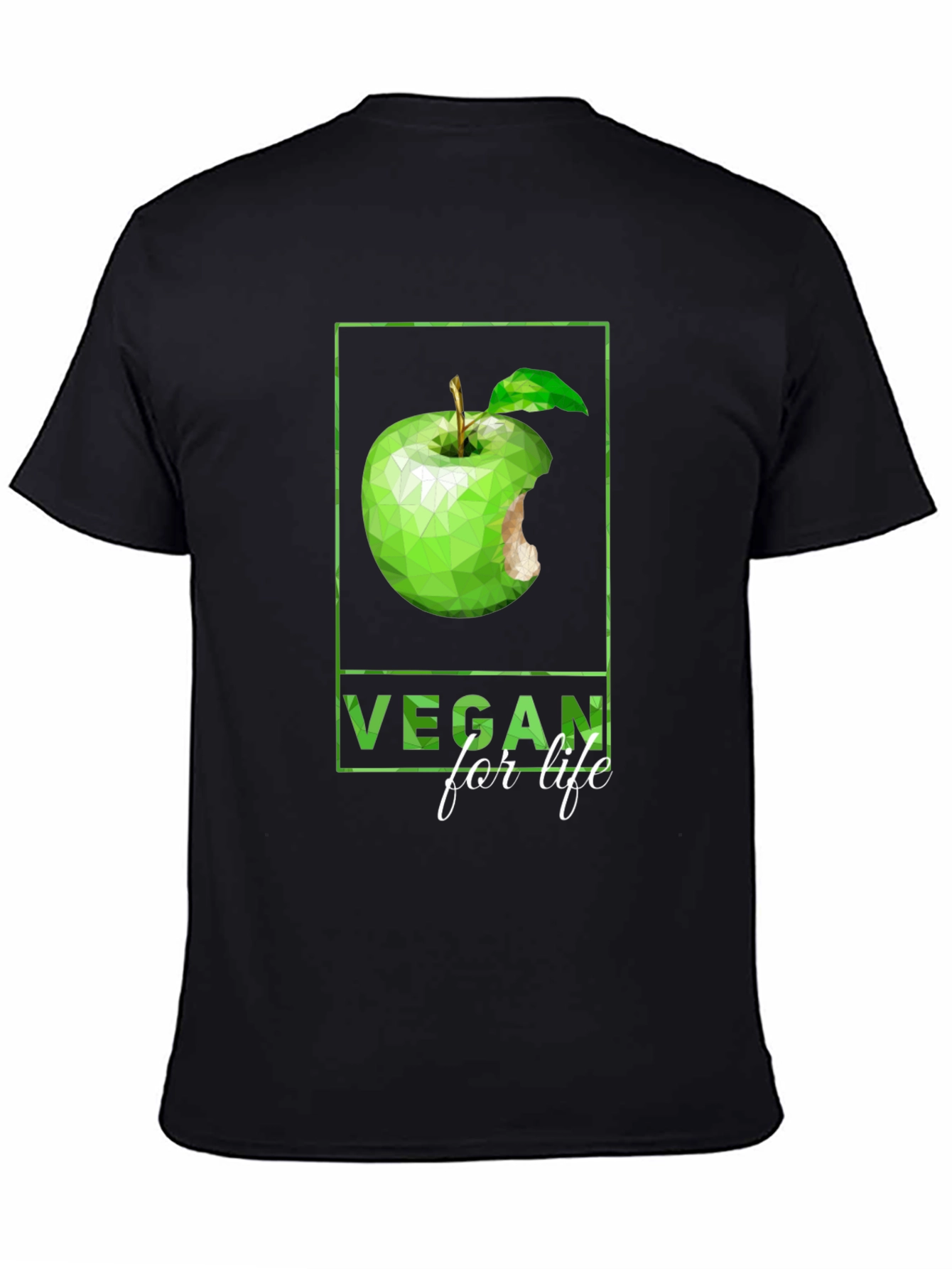 Black Vegan for Life Graphic Tee - Apple Design view 4
