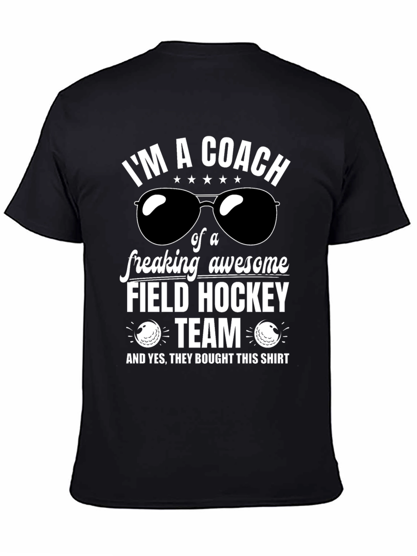 Black Field Hockey Coach T-Shirt - Awesome Team Gift view 4