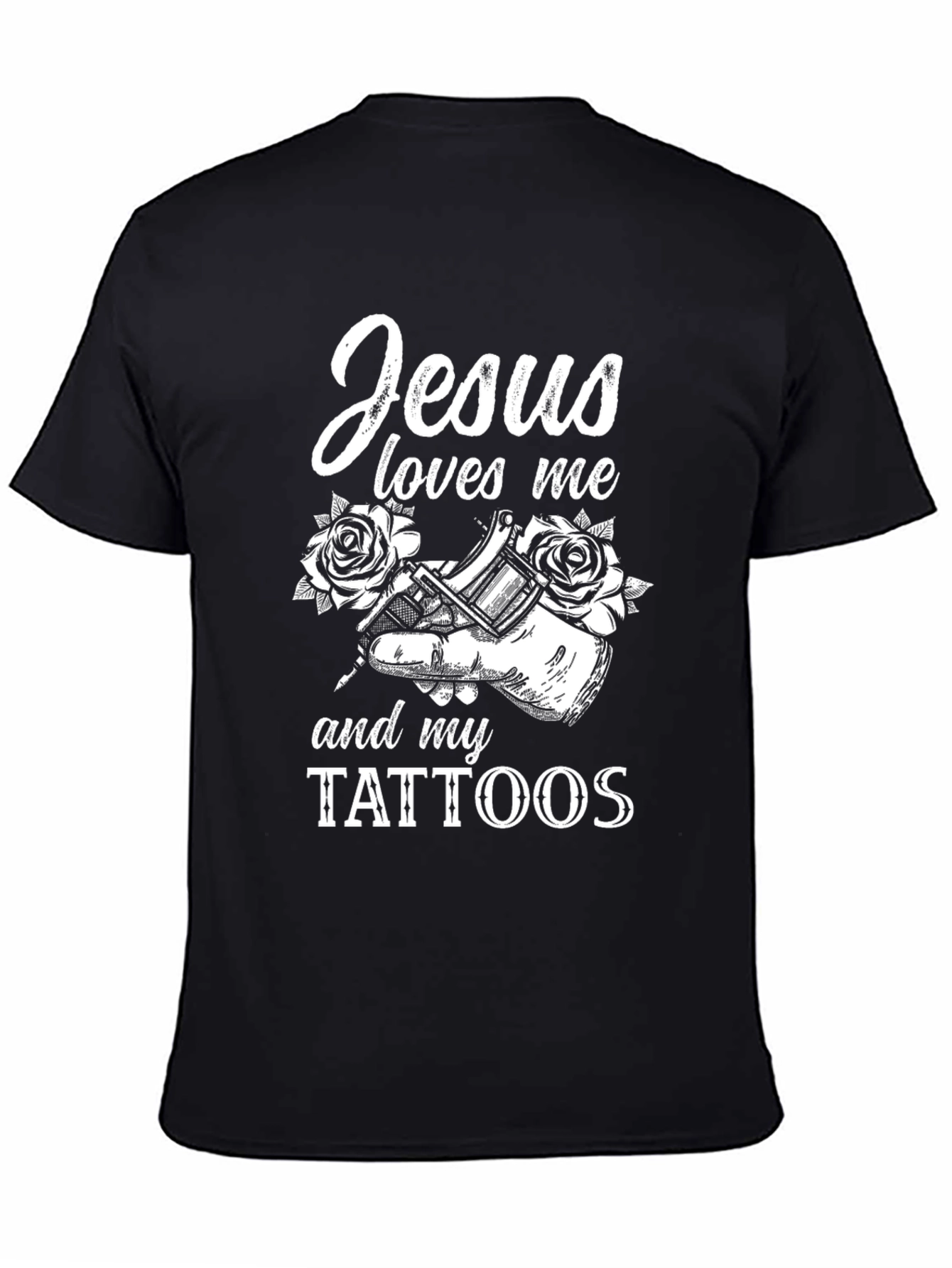 Black Jesus Loves Me and My Tattoos Graphic Tee view 4
