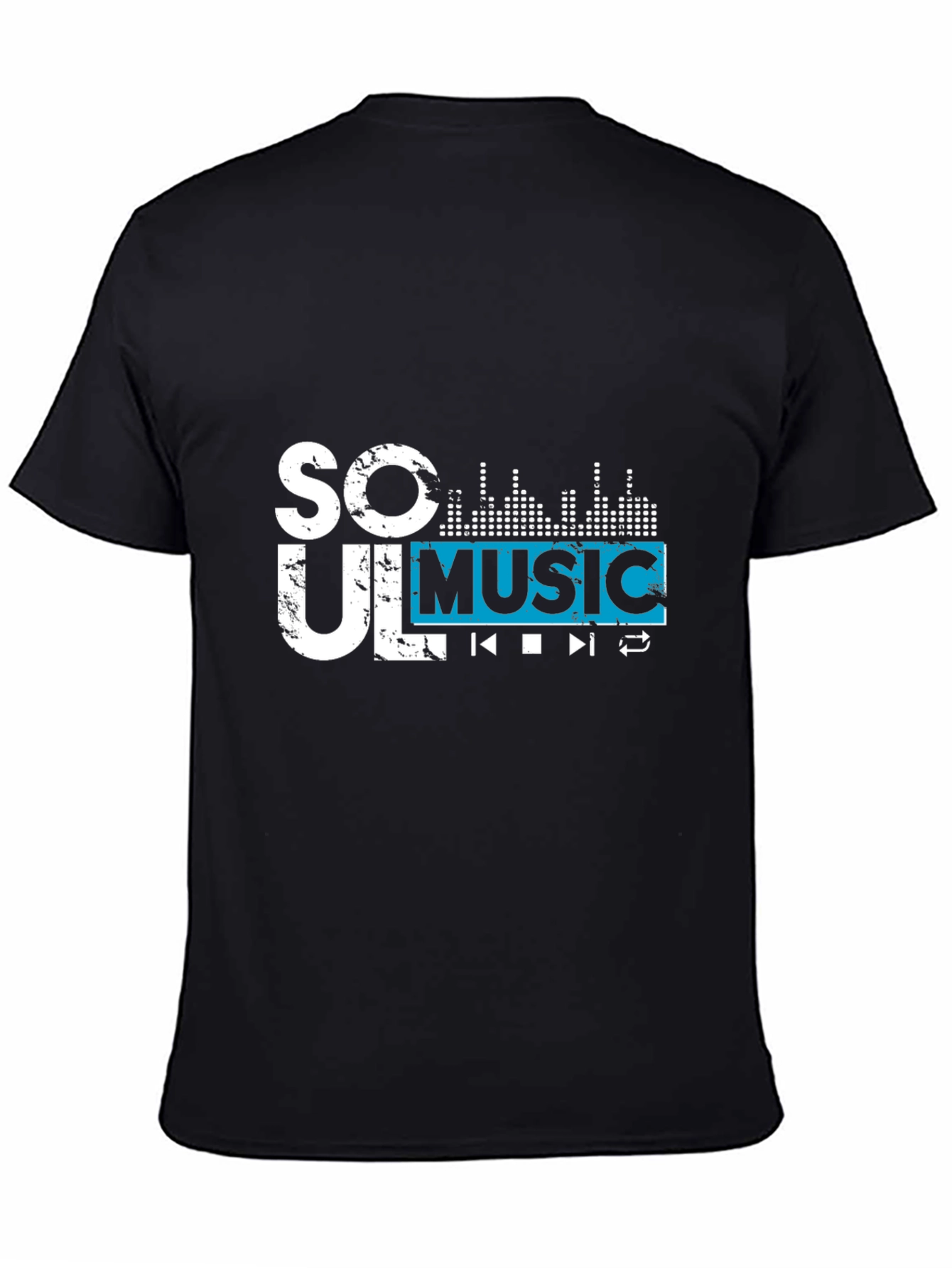 Black Soul Music Graphic Tee - Black Short Sleeve Casual Shirt view 4