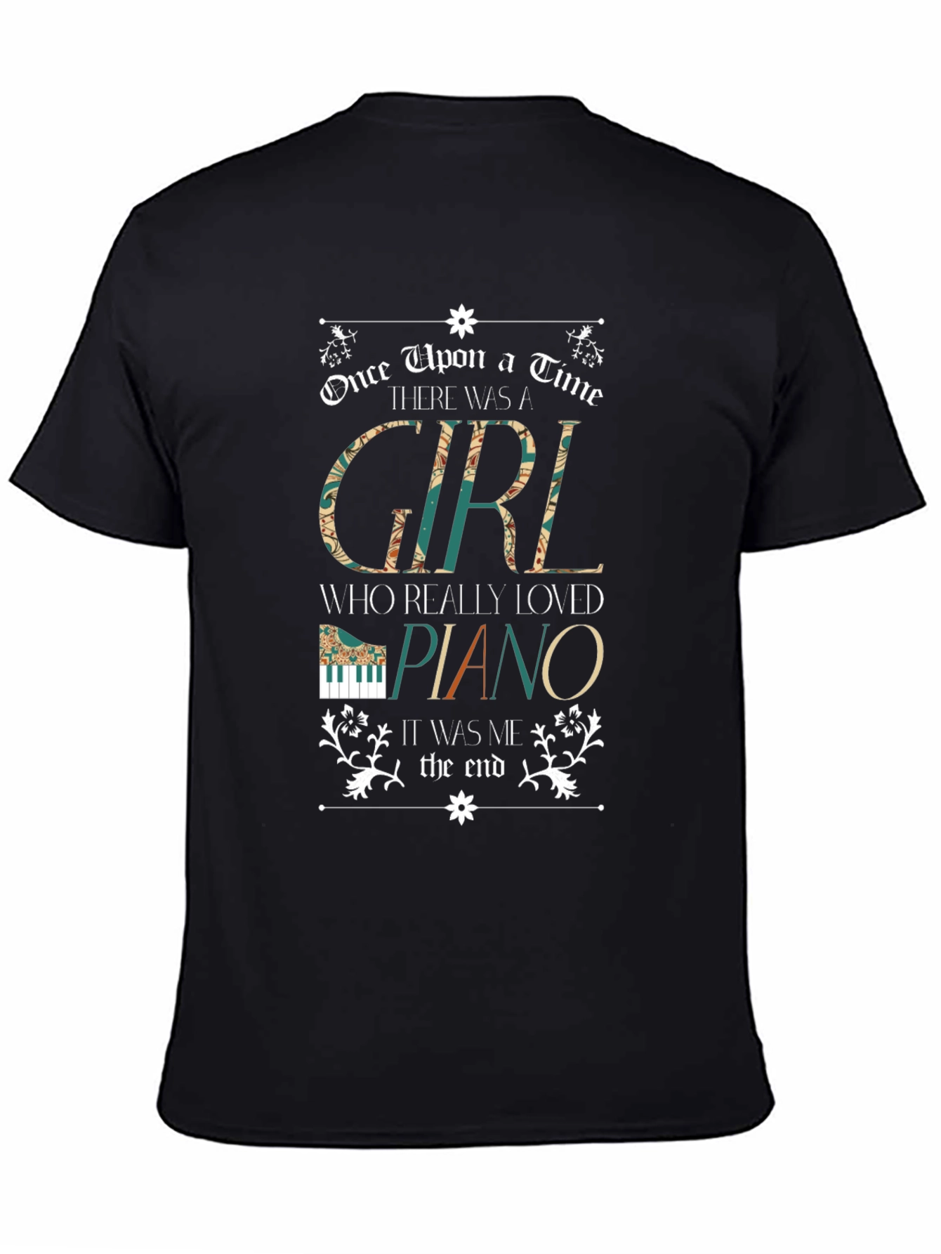 Black Piano Lover Graphic T-Shirt view 4