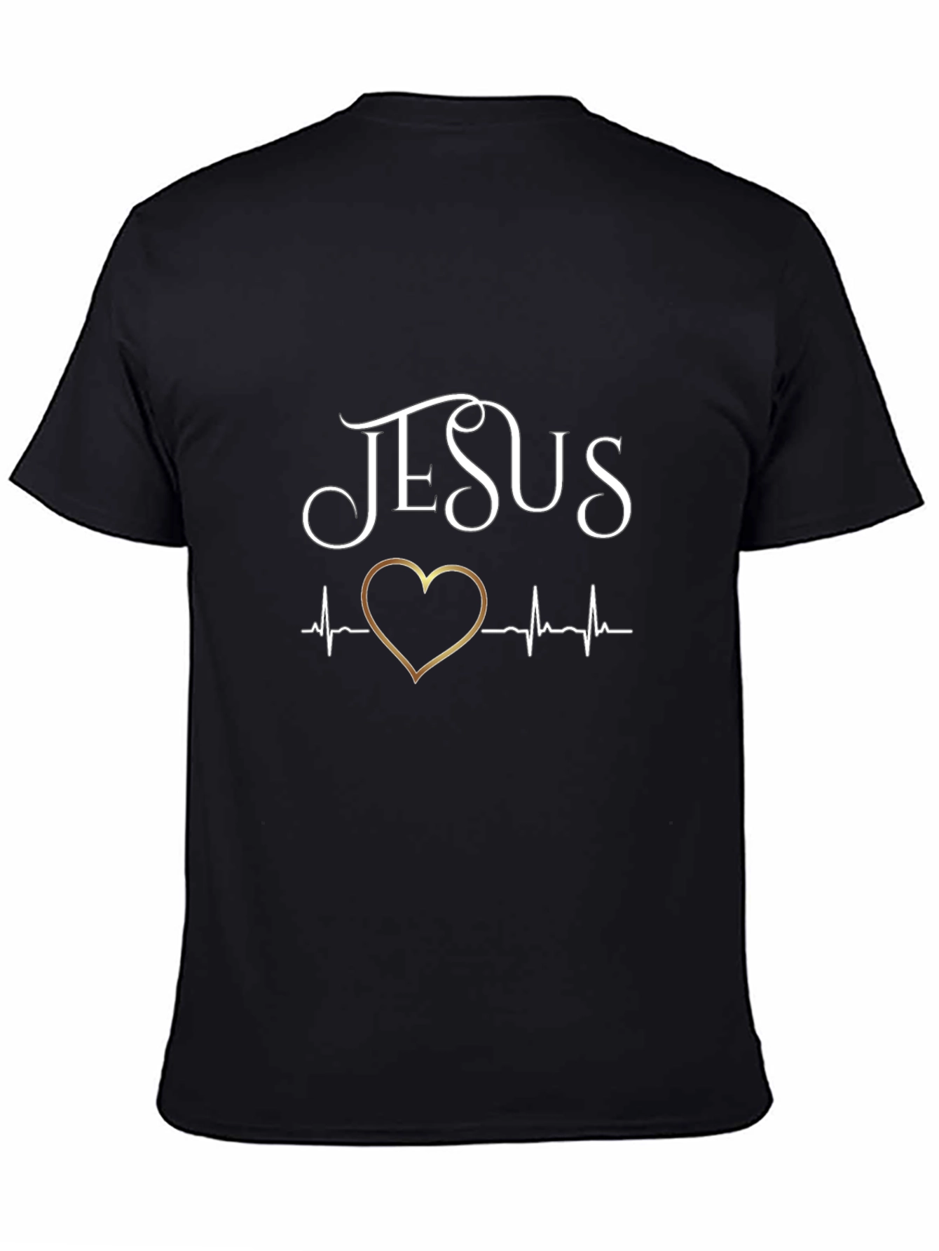 Black Jesus Heartbeat Graphic Tee - Black T-Shirt view 4